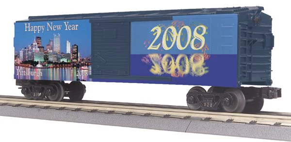 MTH Railking 30-74461 New Year's 2008 Pittsburgh RailKing Box Car O SCALE NEW