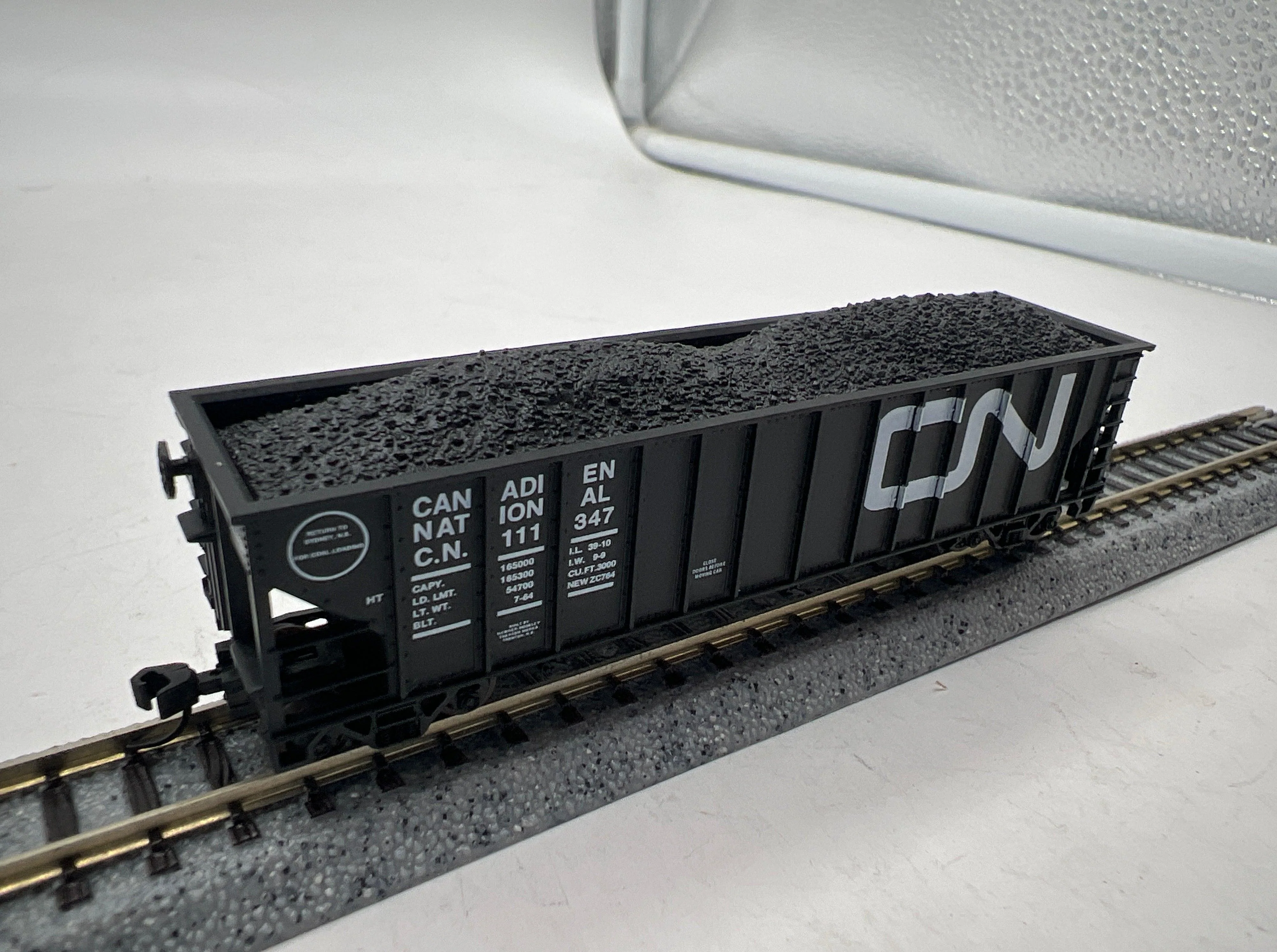 Atlas 40448A CANADIAN NATIONAL 90 Ton Hopper Black/White kadee style couplers N Scale Used Excellent