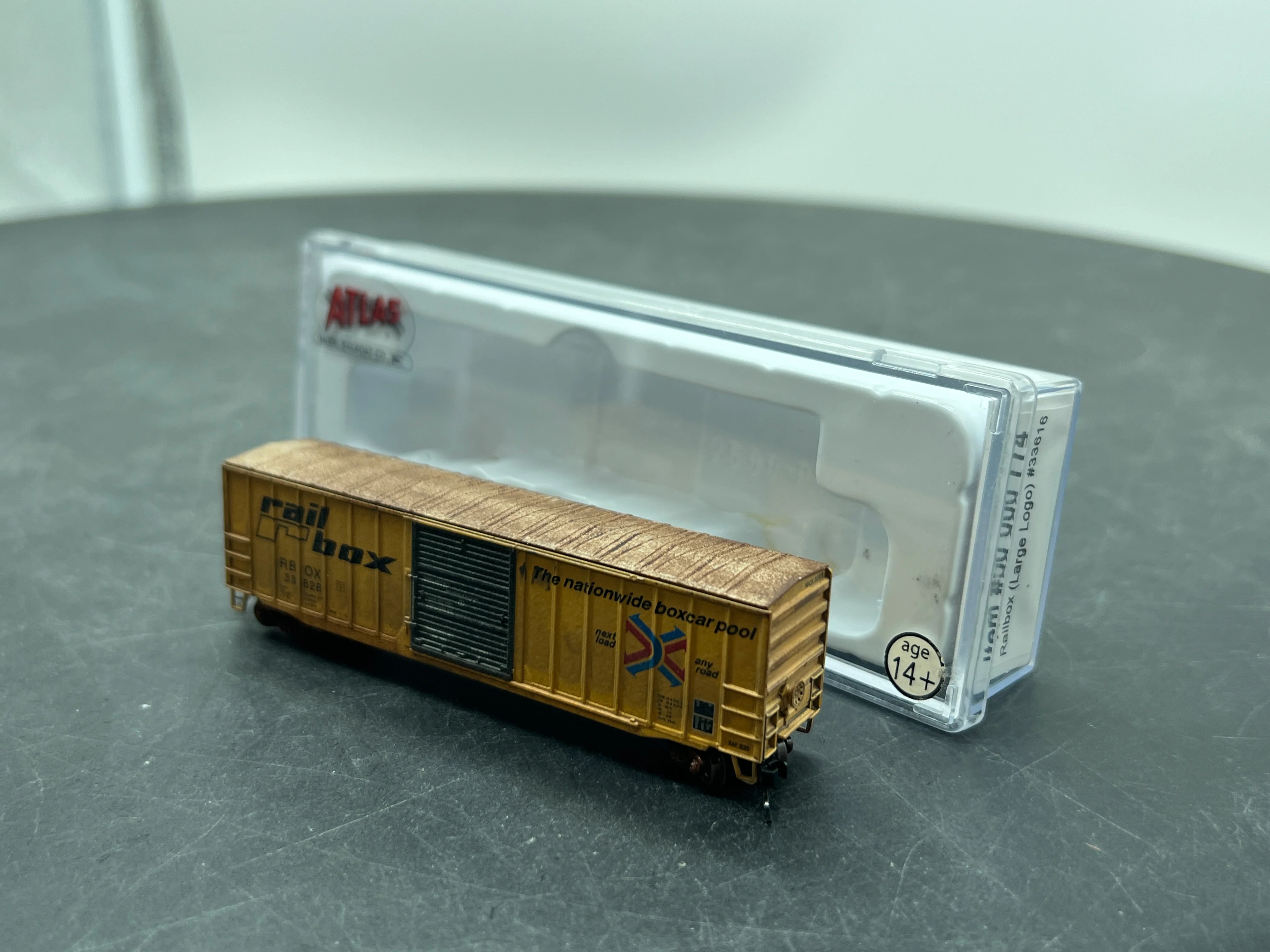 Atlas 50 000 774 Railbox large logo 33616 ACF 50'6" boxcar N SCALE WEATHERED AS IS Used Excellent - Image 5