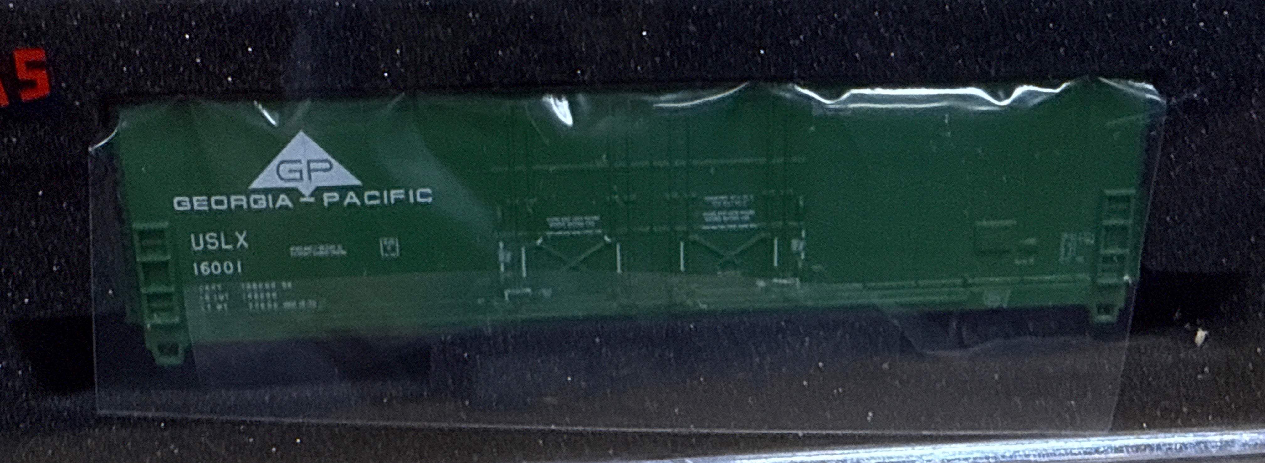 Atlas 75000025 GEORGIA PACIFIC (USLX) 53 Evans Double Plug Door Boxcar #16001 limited Z Scale NEW - Image 2