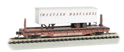Bachmann 16756 Western Maryland WM Flat Car with Piggy Back Trailer N Scale NEW