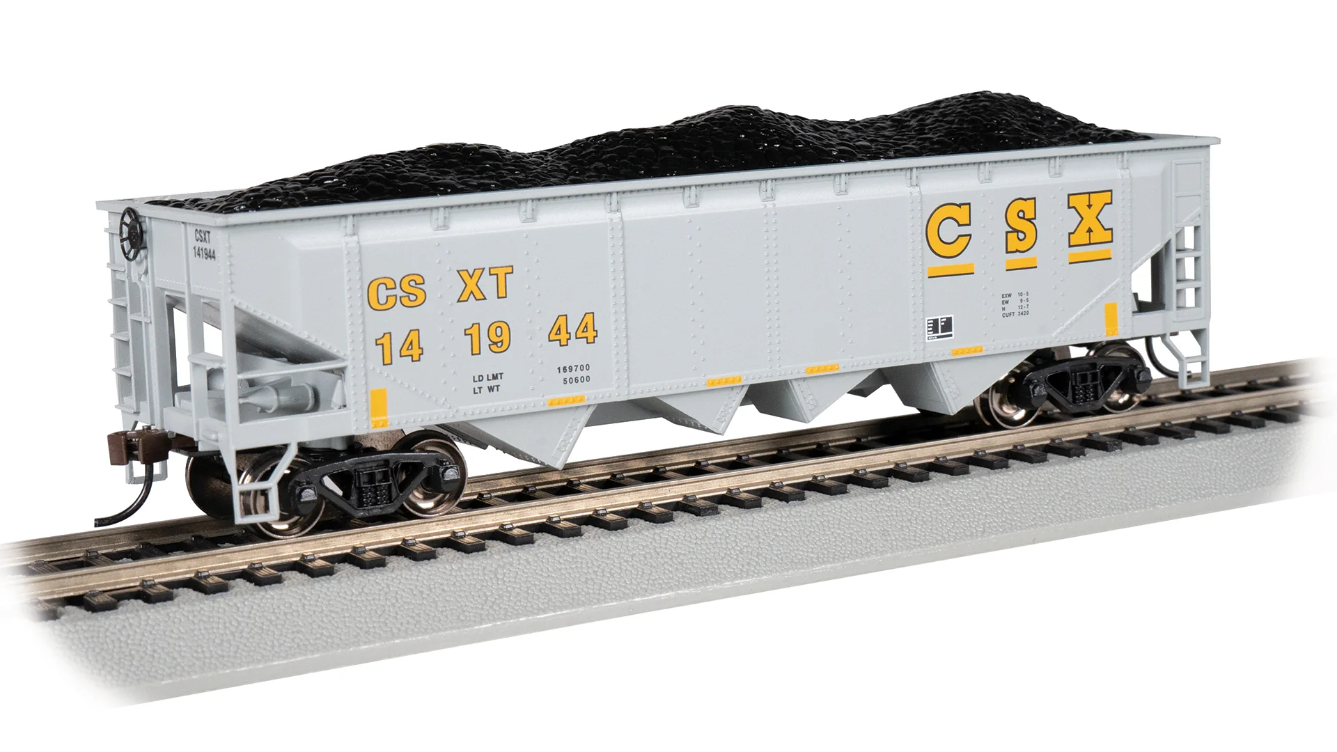 Bachmann 17615 40' QUAD HOPPER - CSX #141944 (GRAY & YELLOW) HO SCALE Like New - Image 2