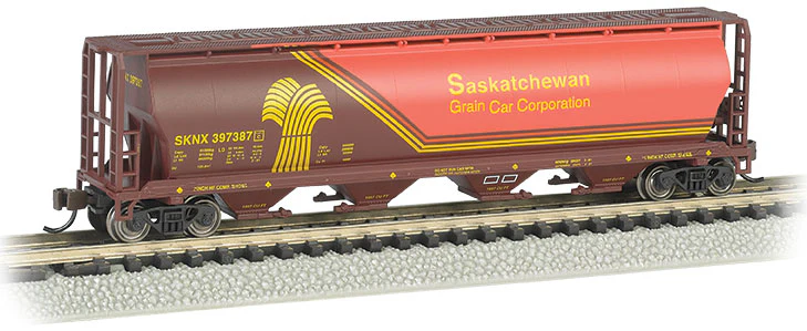 Bachmann 19153 4 BAY CYLINDRICAL GRAIN HOPPER - SASKATCHEWAN - WHEAT HERALD #397387 N SCALE NEW - Image 4