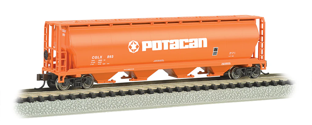 Bachmann 19157 POTACAN 4 Bay Cylindrical Grain Hopper N Scale NEW