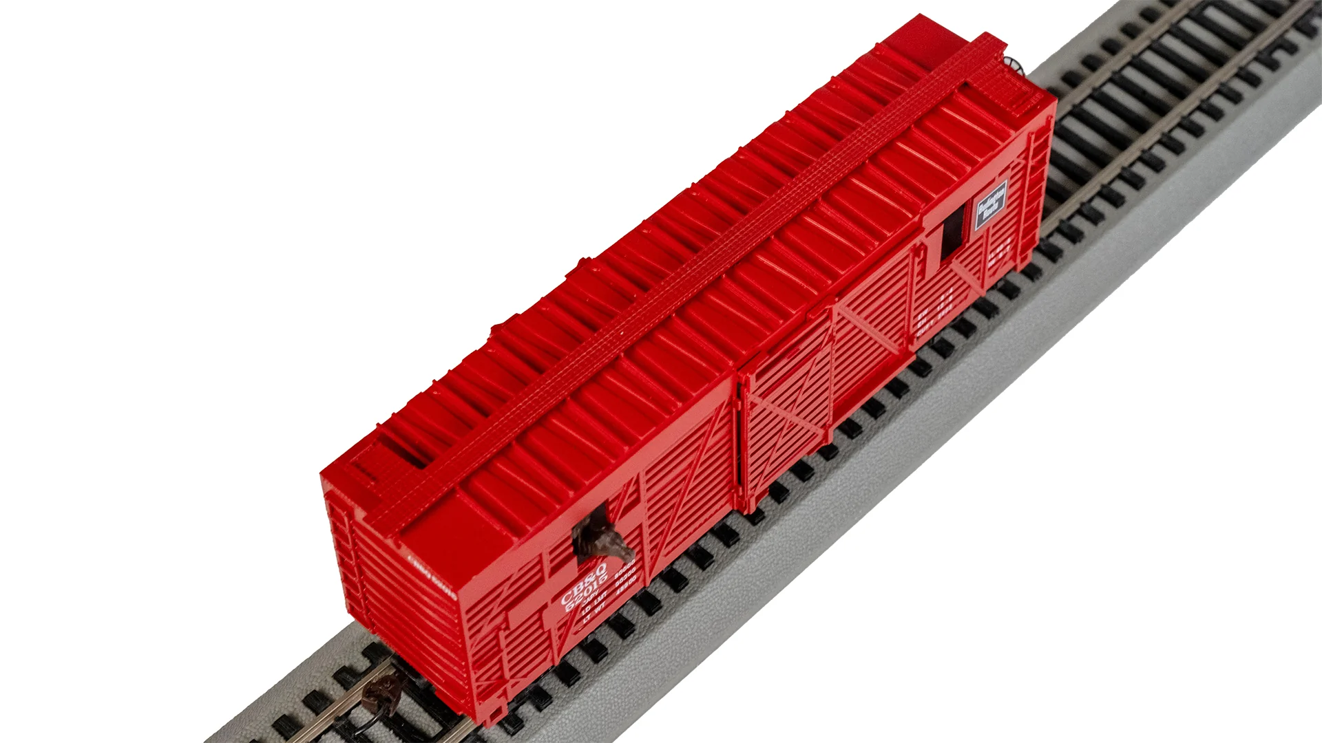 Bachmann 19710 40' ANIMATED STOCK CAR - CB&Q #52025 WITH CATTLE HO SCALE NEW - Image 2
