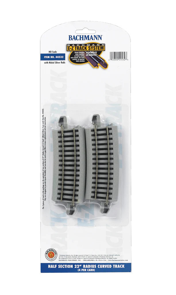 Bachmann 44532 HALF SECTION 22" RADIUS CURVED (HO SCALE) NEW