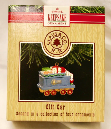 Hallmark Ornament 1991 Claus & Co RR set of 4 train ornaments plus display SZAZ - Image 5