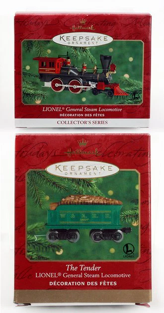 Hallmark Ornament 2000 Set of 2: Lionel General Steam Locomotive and Tender