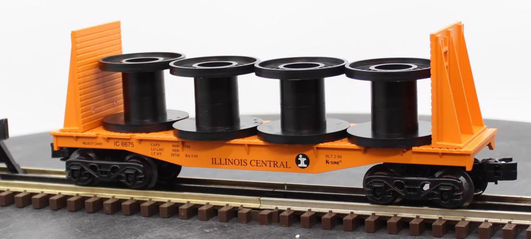 K-Line K-6675 Illinois Central Flatcar with spools O SCALE Like New - Image 4