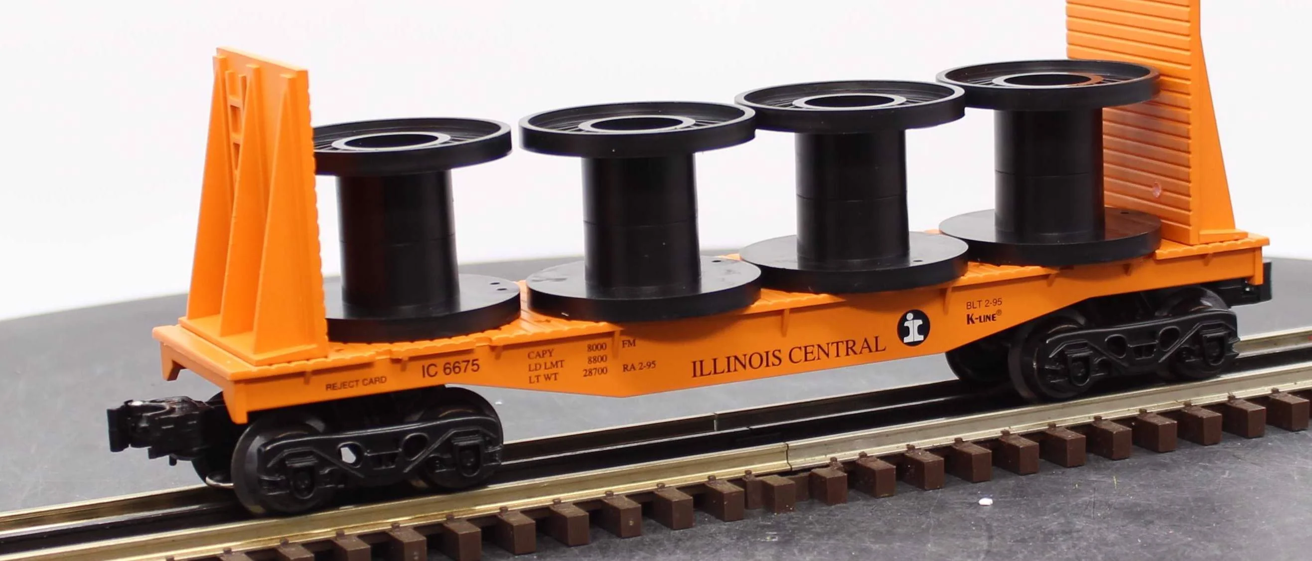 K-Line K-6675 Illinois Central Flatcar with spools O SCALE Like New - Image 5