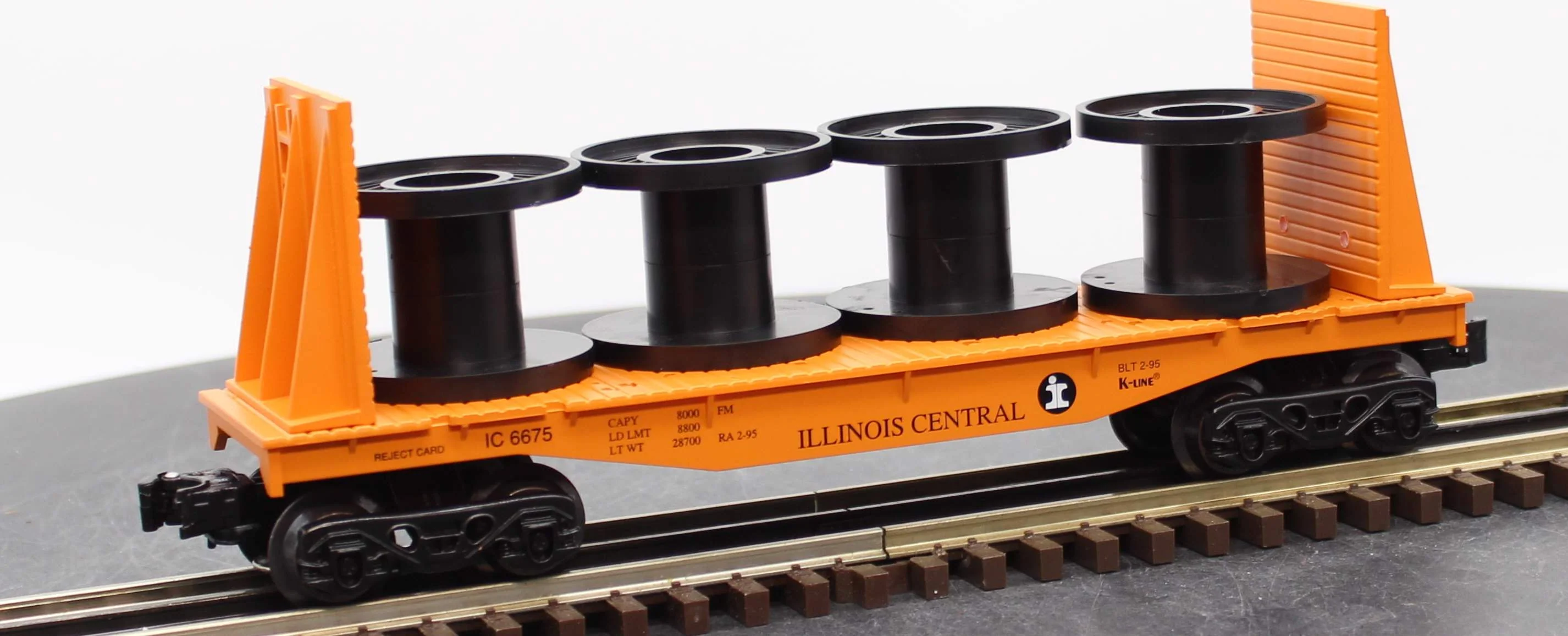 K-Line K-6675 Illinois Central Flatcar with spools O SCALE Like New - Image 7