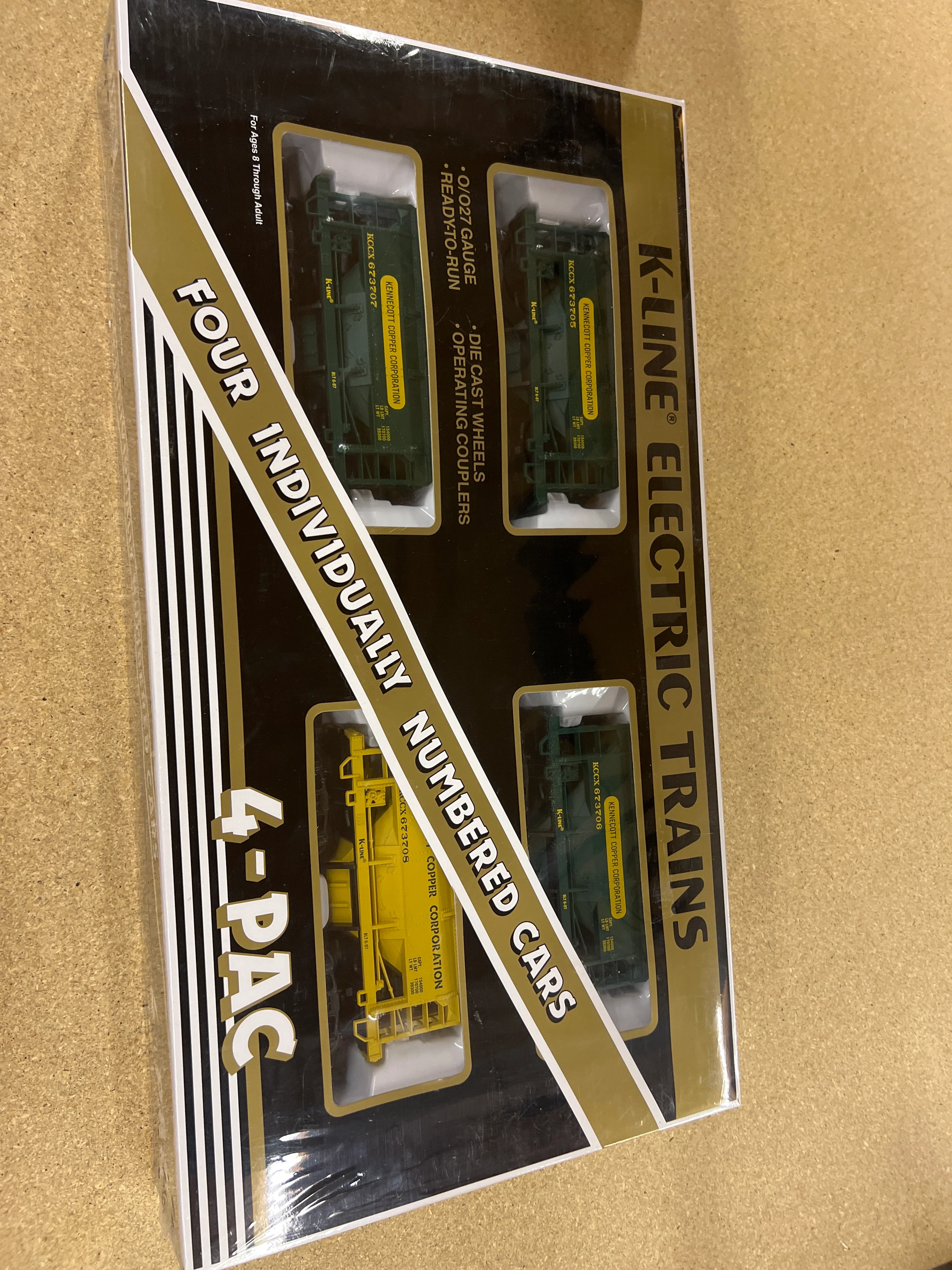K-Line k-6737A2 Kennecott Copper KCC Classic Ore 4 Car Pack Freight Set O SCALE NEW