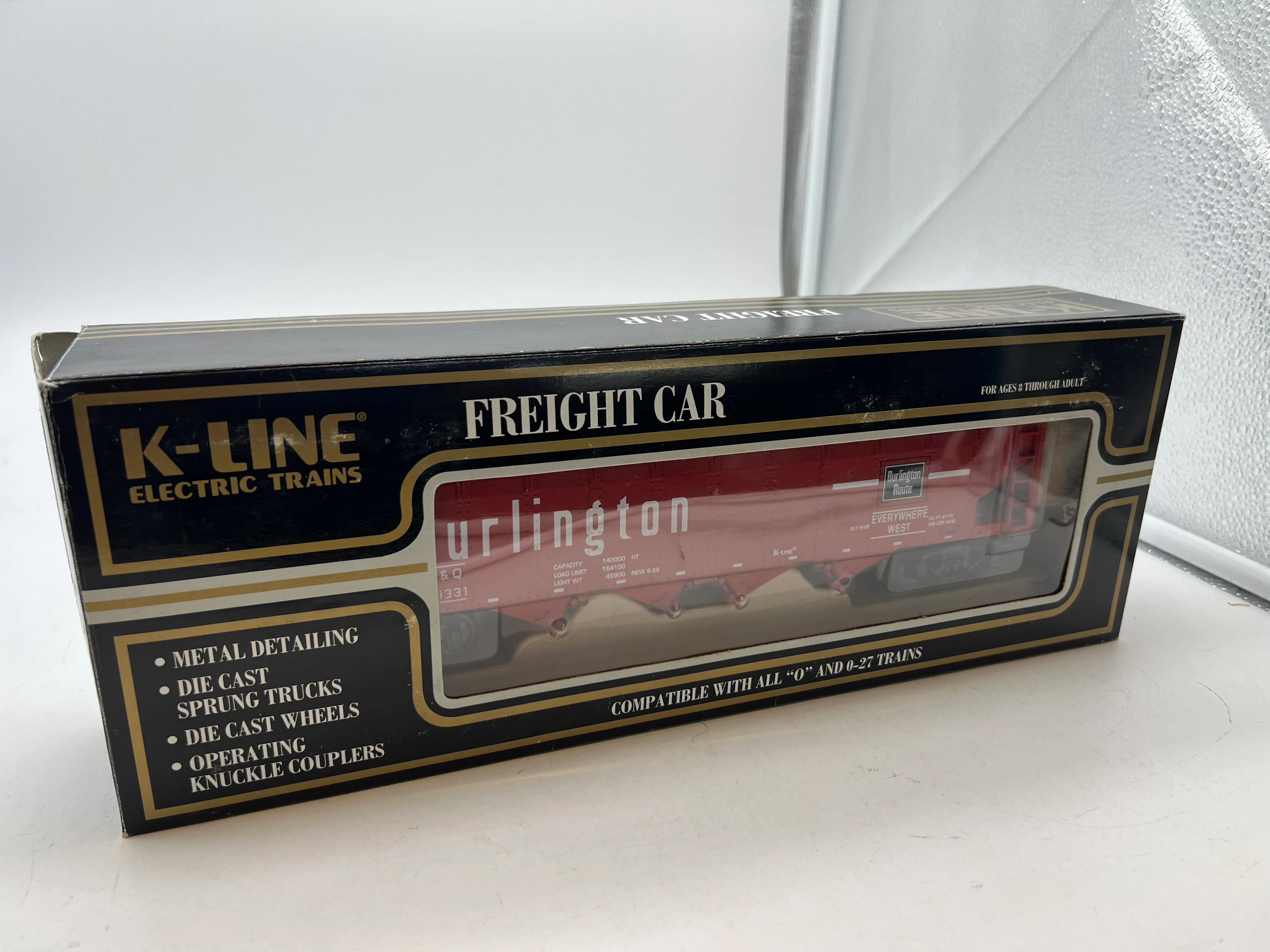 K-Line k623-1331 Burlington Route (red) Scale Hopper O SCALE Like New - Image 5