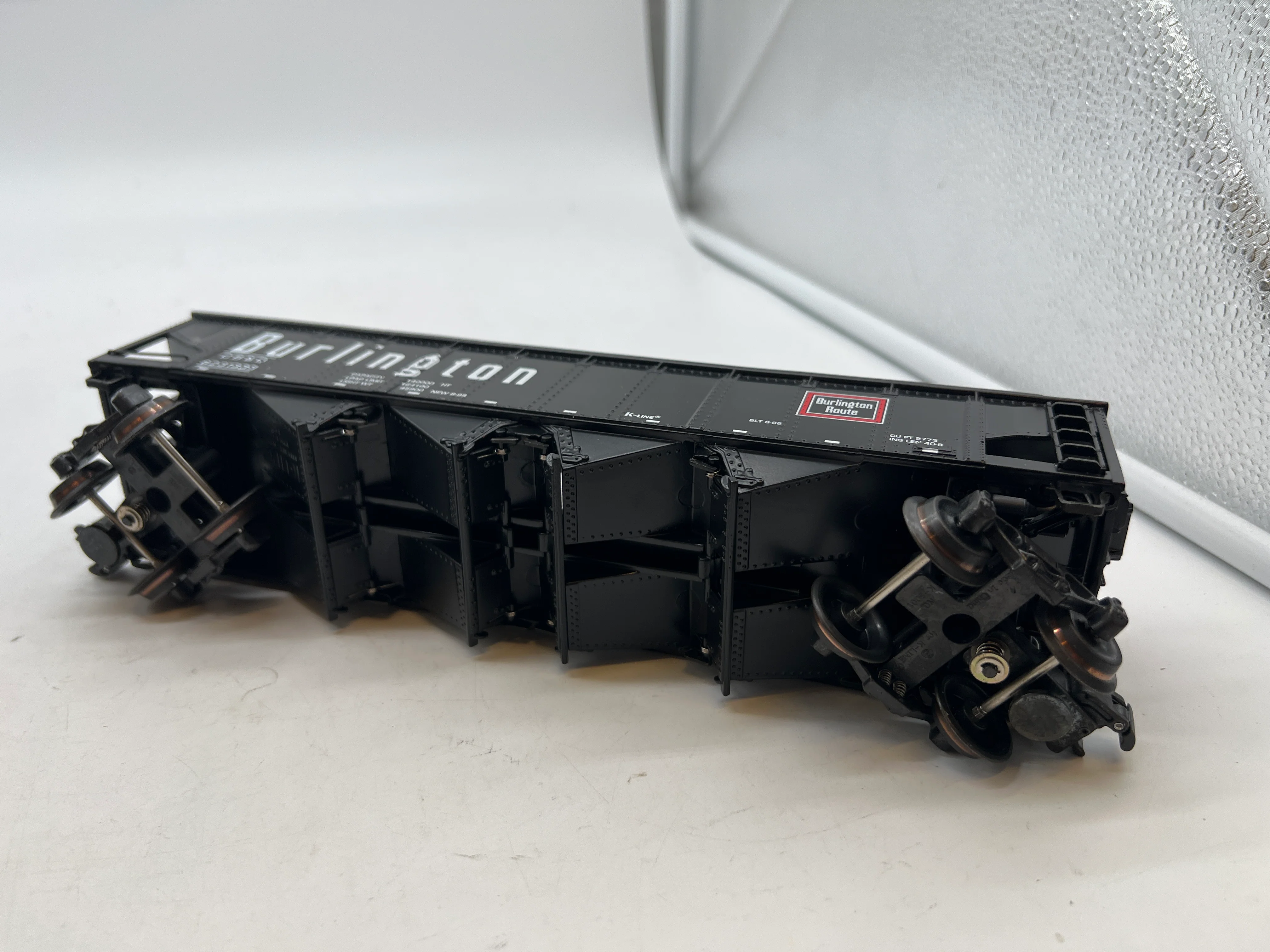 K-Line K623-1333 BLACK Burlington Route Classic Scale Hopper O SCALE Used Excellent - Image 2