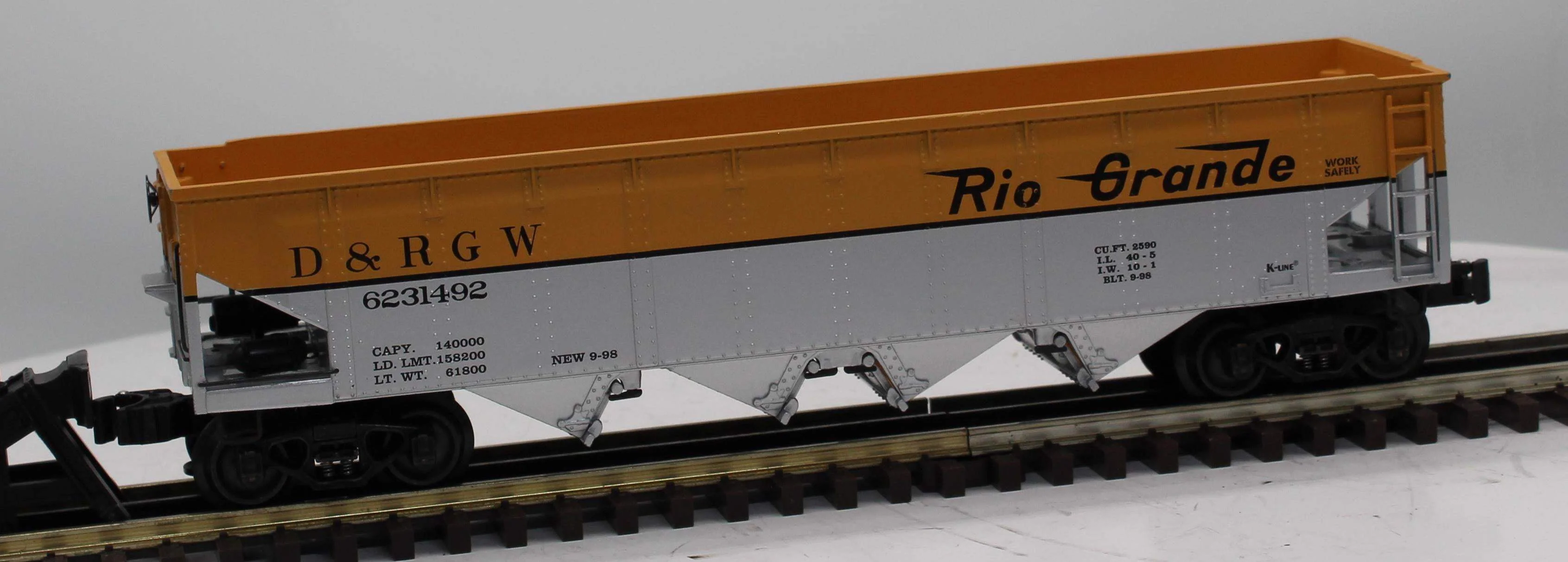 K-Line K623-1492 D&RGW classic 4 Bay Hopper O SCALE Like New