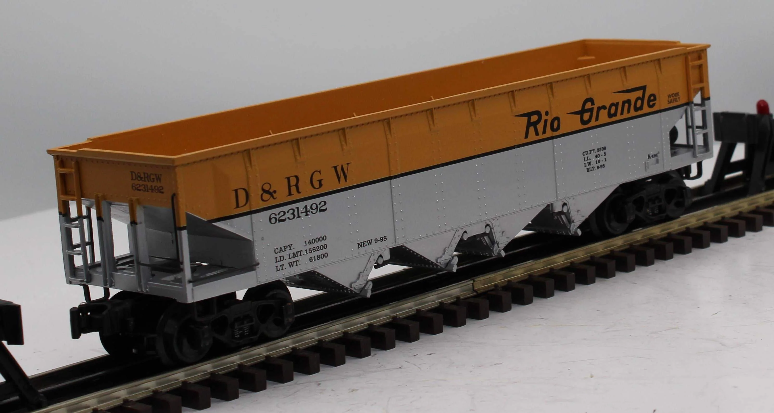K-Line K623-1492 D&RGW classic 4 Bay Hopper O SCALE Like New - Image 5