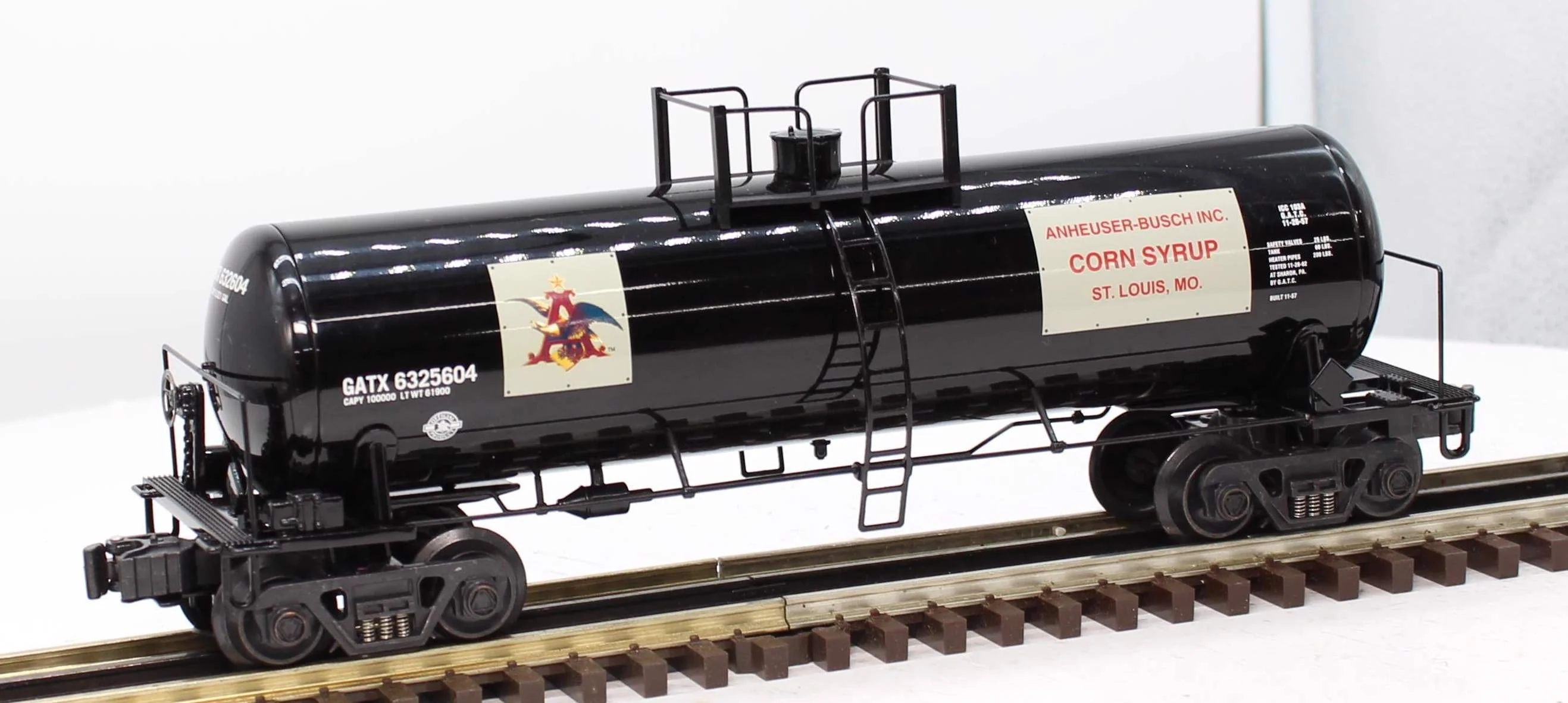 K-Line K6341-5603 ANHEUSER-BUSCH Corn Syrup Aluminum Tank Car O Scale Like New - Image 2