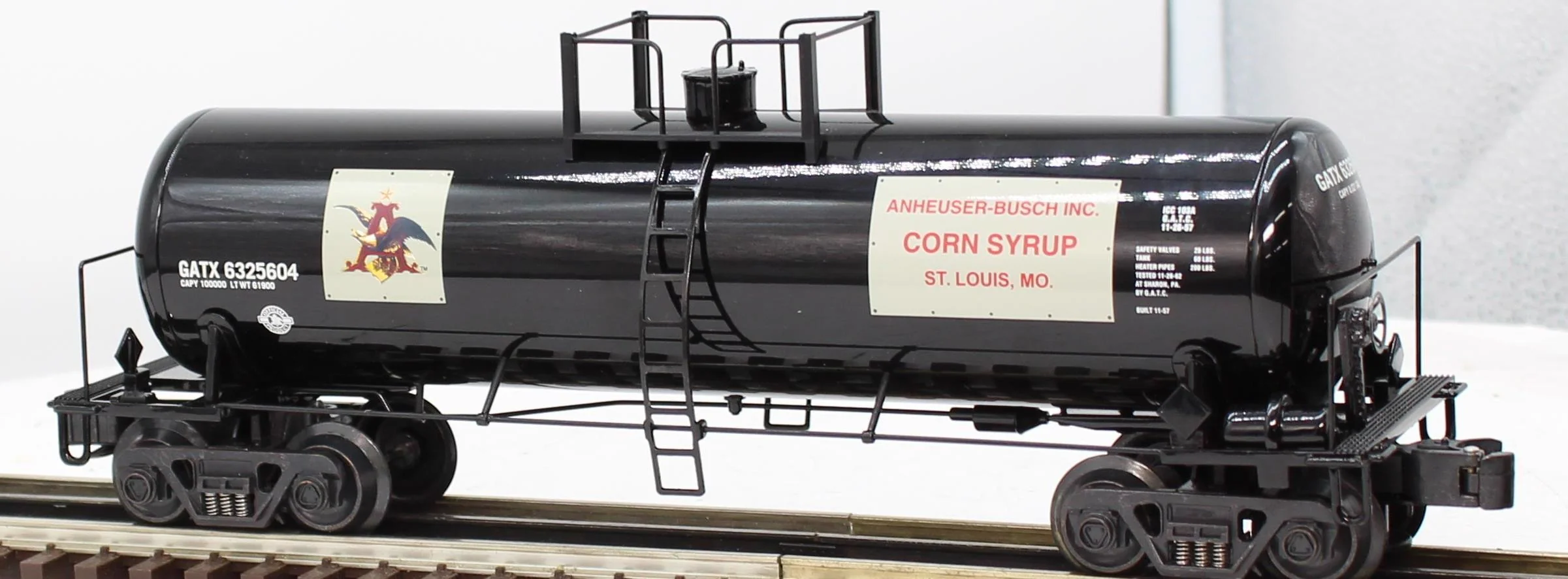 K-Line K6341-5603 ANHEUSER-BUSCH Corn Syrup Aluminum Tank Car O Scale Like New - Image 3