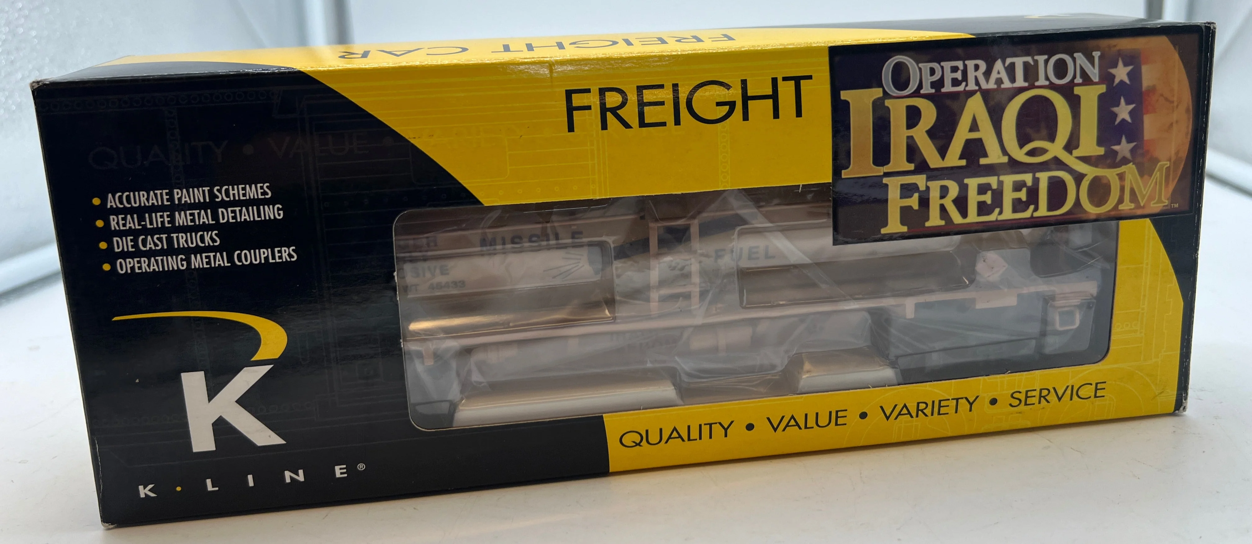 K-Line k635-8017 Operation Iraqi Freedom Missile Fuel Tank Car  O SCALE NEW