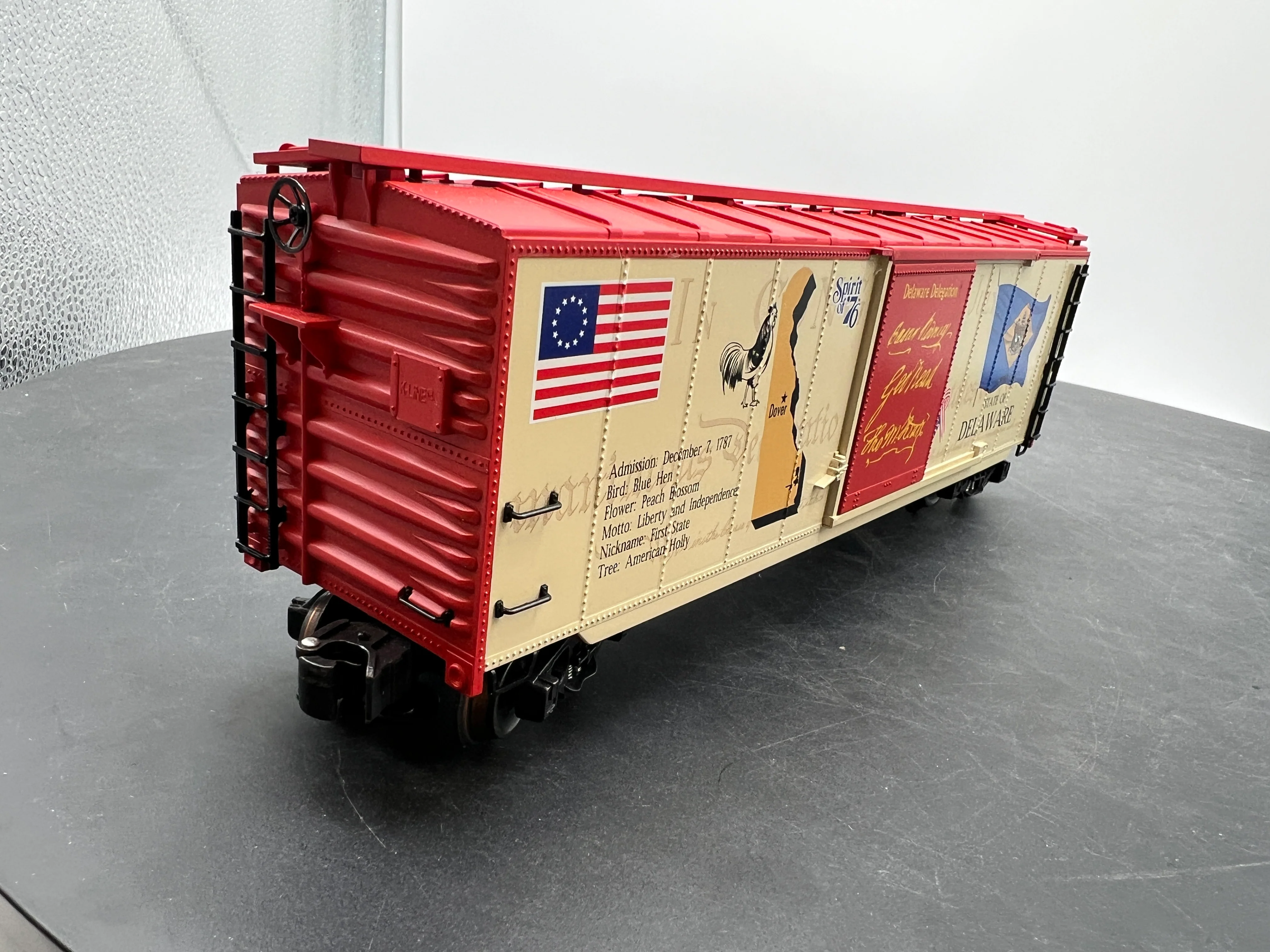 K-Line k761-7601 Spirit of '76 Delaware State Boxcar O SCALE Like New - Image 2