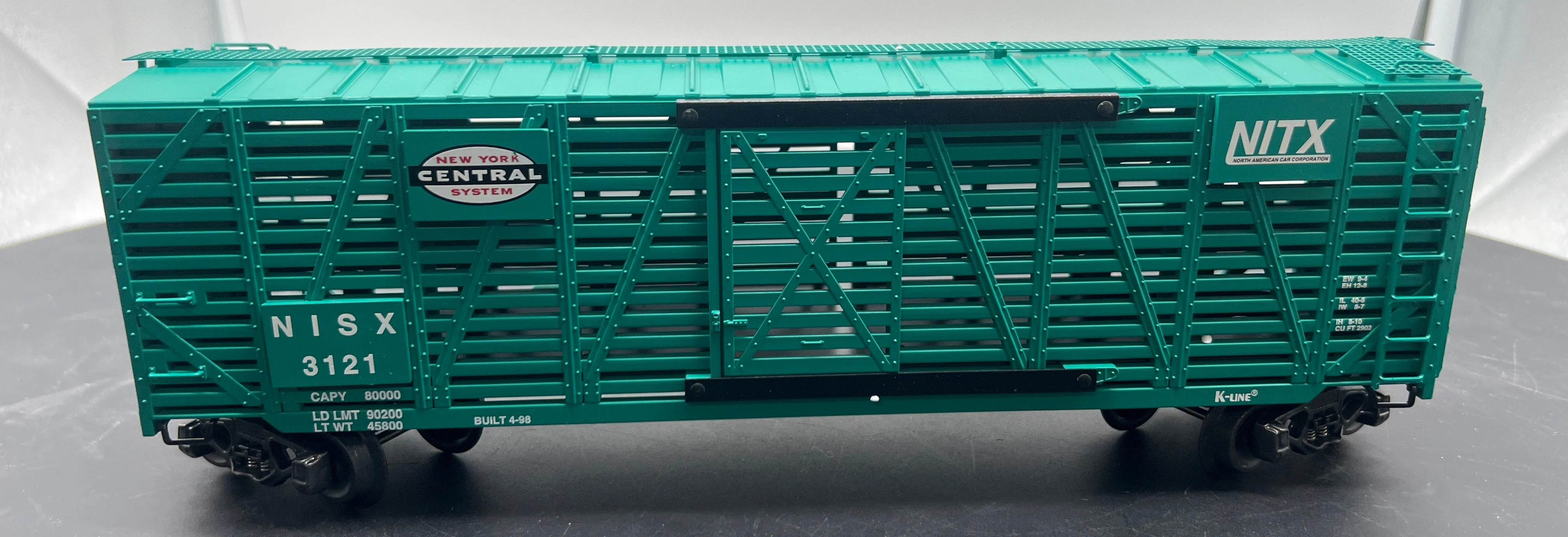 K-Line k763-1751 New York Central NYC stock car O SCALE Like New