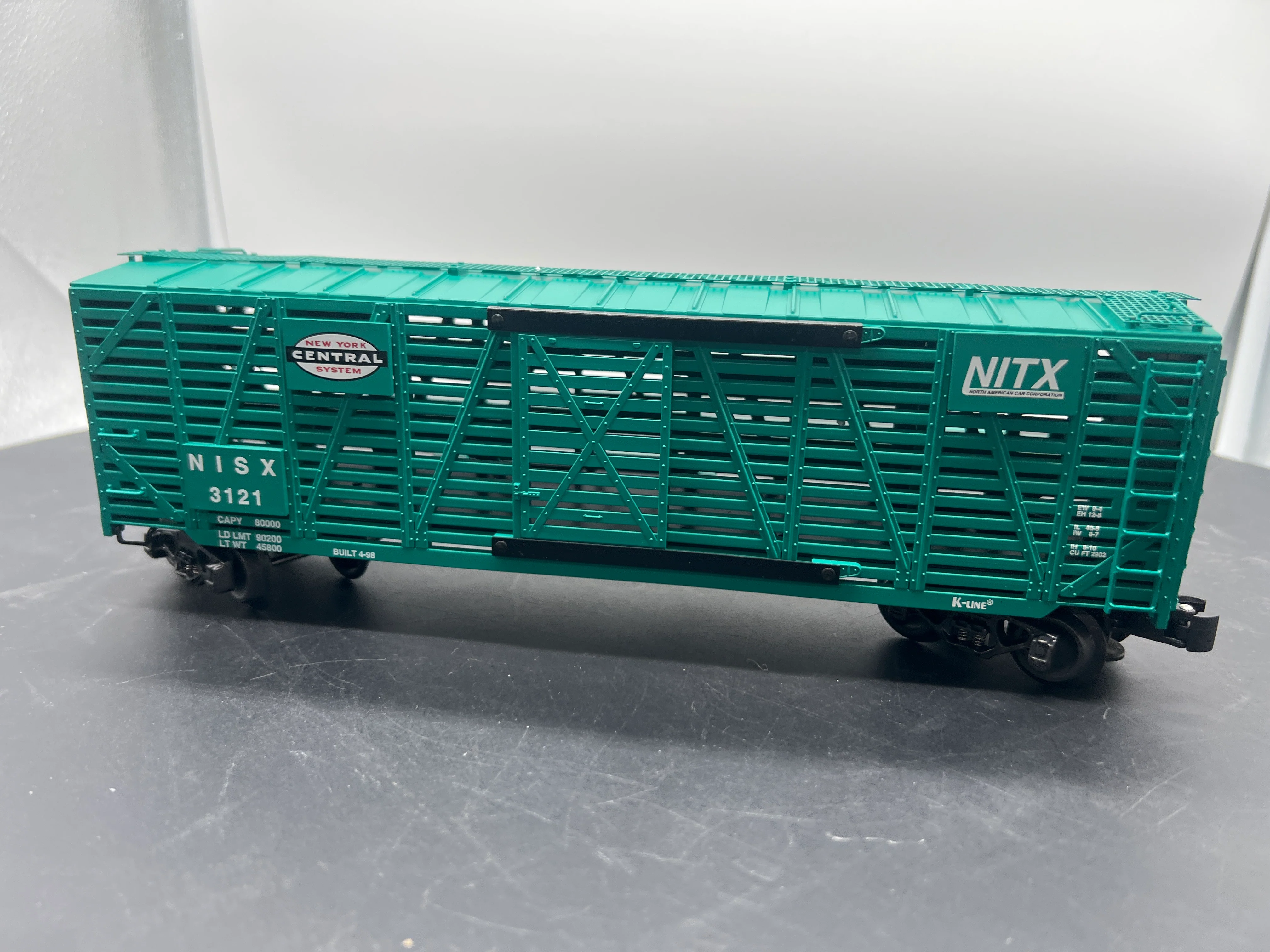 K-Line k763-1751 New York Central NYC stock car O SCALE Like New - Image 3