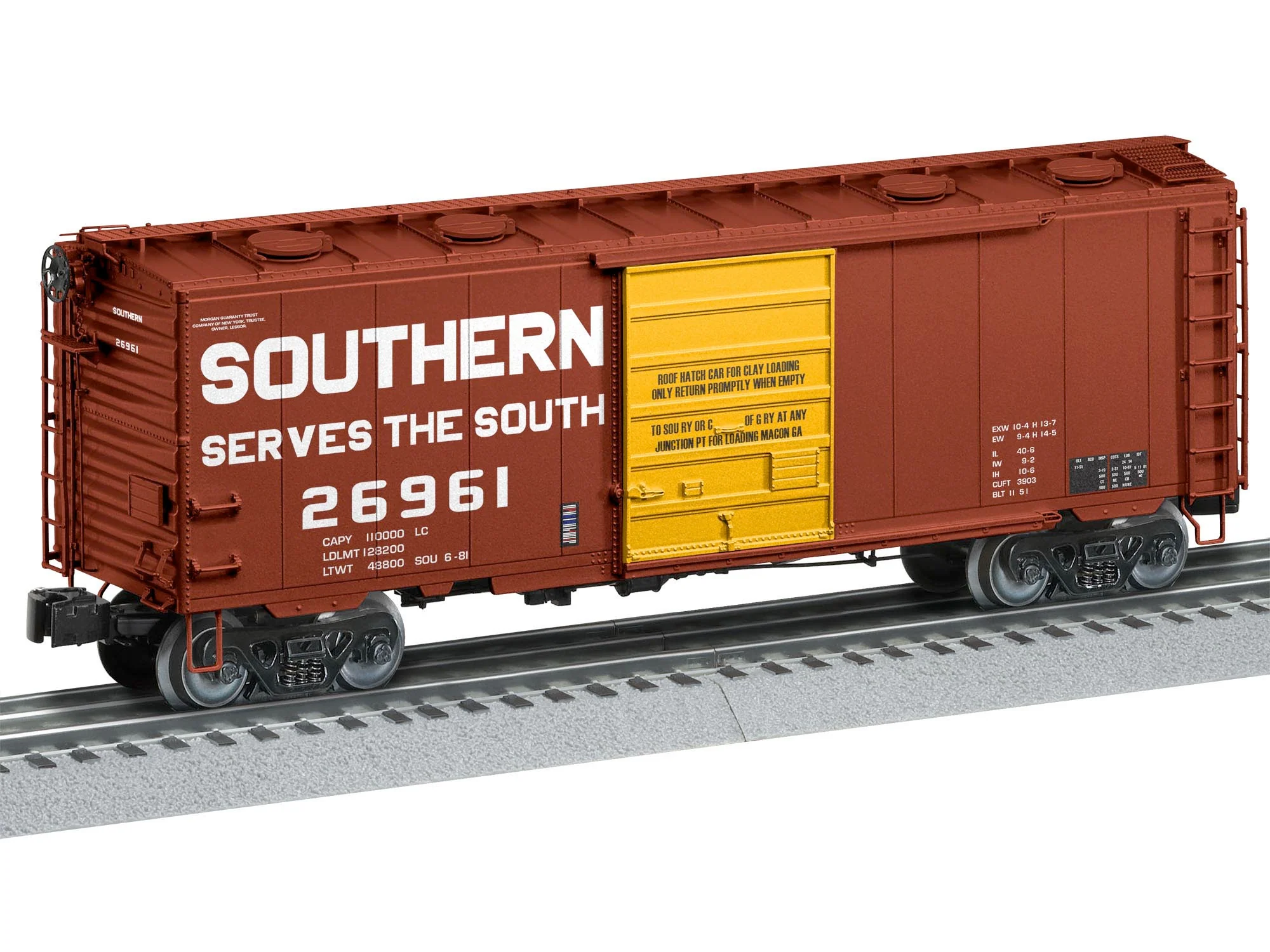 Lionel 2126102 Southern Roof-Hatch Boxcar #26961 O SCALE NEW