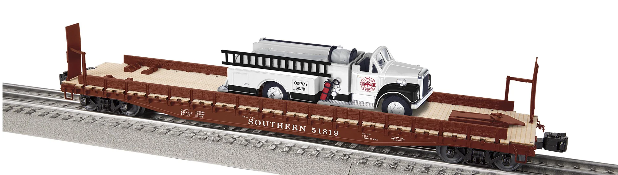 Lionel 2226310 Southern Railroad 50' Flatcar w/ Firetruck #51819 o scale