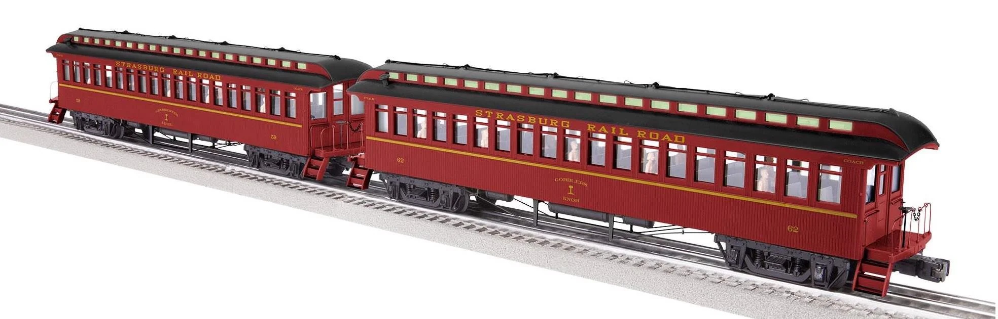 Lionel 2227030 Strasburg RR (1990s) Wood Coach 2-Pack #1, AND 2227040  Pack #2 (Set of 4 cars) O Scale NEW - Image 2