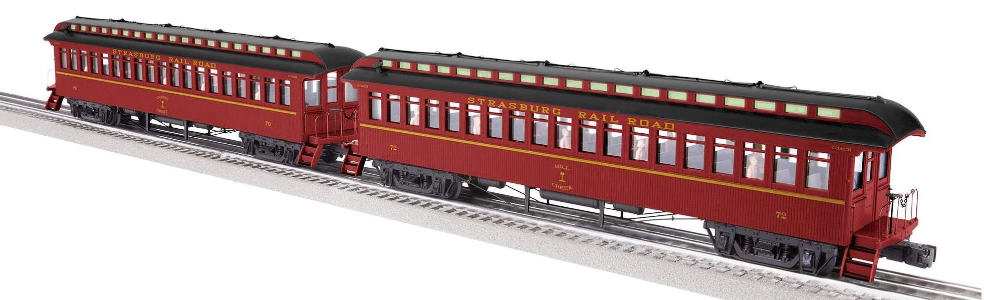 Lionel 2227030 Strasburg RR (1990s) Wood Coach 2-Pack #1, AND 2227040  Pack #2 (Set of 4 cars) O Scale NEW - Image 3