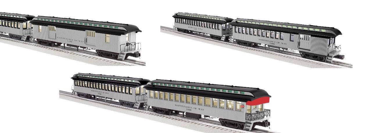 Lionel 2227400 Maintenance of Way MOW Wood Baggage/Coach, 2227410 Combine/Coach, AND 2227420 Coach/Observation 2-Pack (Set of 6 cars) O Scale NEW - Image 4
