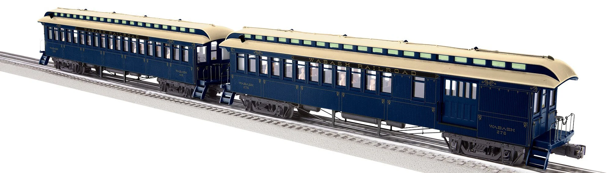 Lionel 2227490 Wabash Wood Passenger Cars Baggage / Coach, 2227500 Combine / Coach AND 2227510 Coach / Observation (Set of 6 cars) O Scale NEW - Image 3