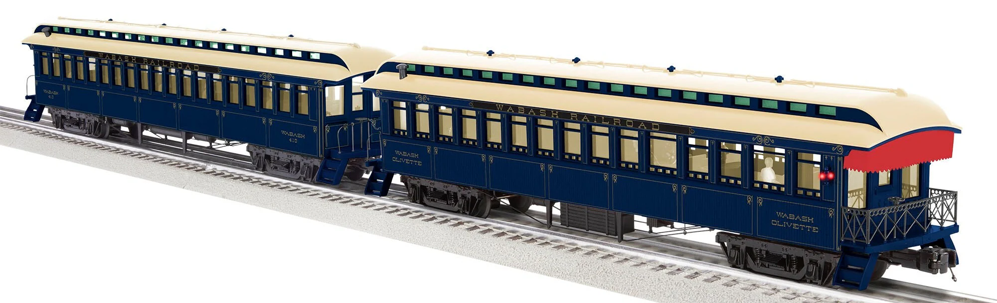 Lionel 2227490 Wabash Wood Passenger Cars Baggage / Coach, 2227500 Combine / Coach AND 2227510 Coach / Observation (Set of 6 cars) O Scale NEW - Image 4