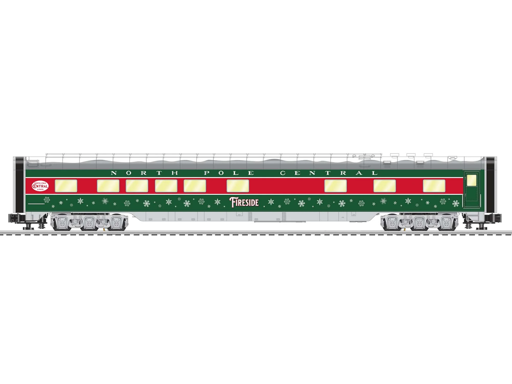 Lionel 2327340, 2327360 North Pole Central  21" Passenger Car 4 Pack plus Station Sounds Diner (Set of 5 Cars) O Scale Like New No Box - Image 2