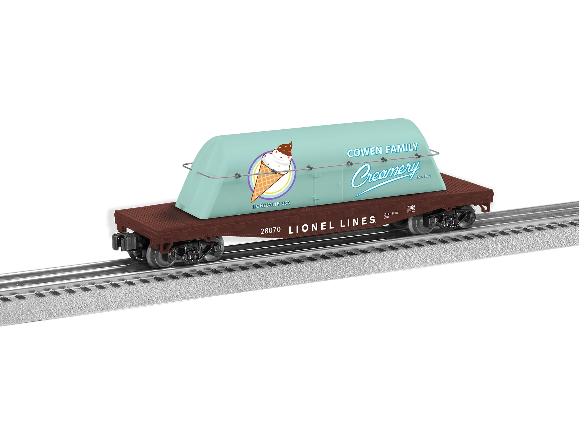 Lionel 2328070 LIONELVILLE MILK FLATCAR W/ MILK CONTAINER O SCALE NEW