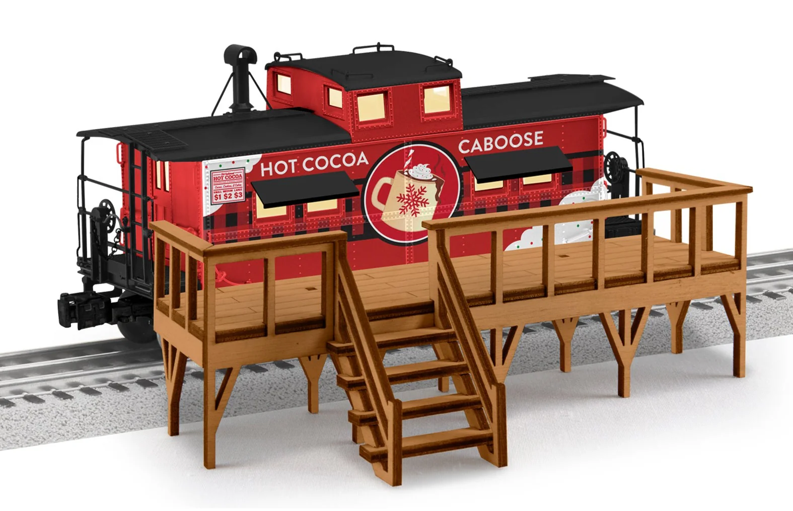 Lionel 2329170 Hot Cocoa Christmas NE Caboose with Deck Kit o scale new - Image 2