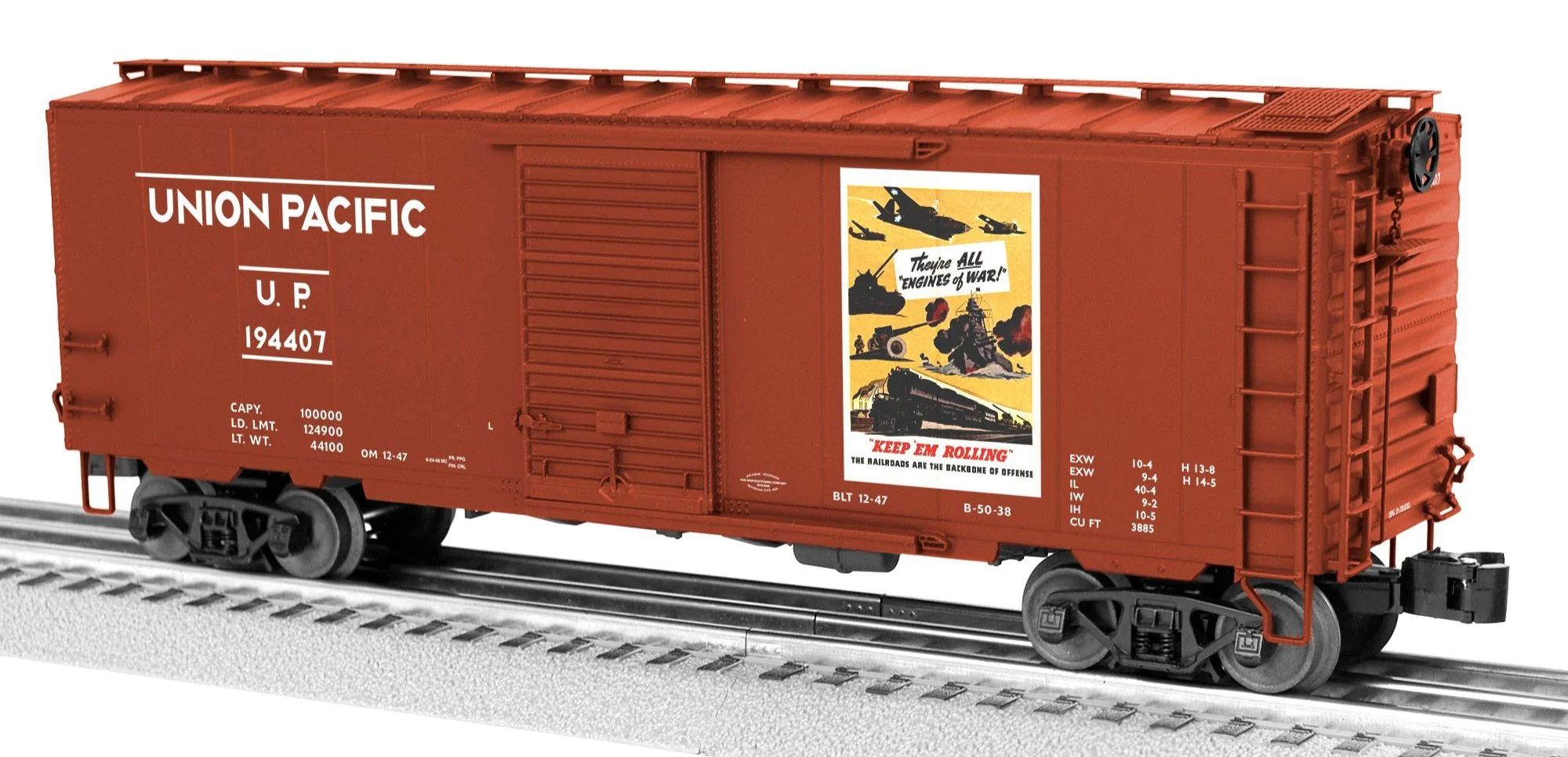 Lionel 2426070 UP WWII PATRIOTSOUNDS PS-1 BOXCAR - ALL ENGINES OF WAR #194407 O SCALE Limited NEW - Image 2
