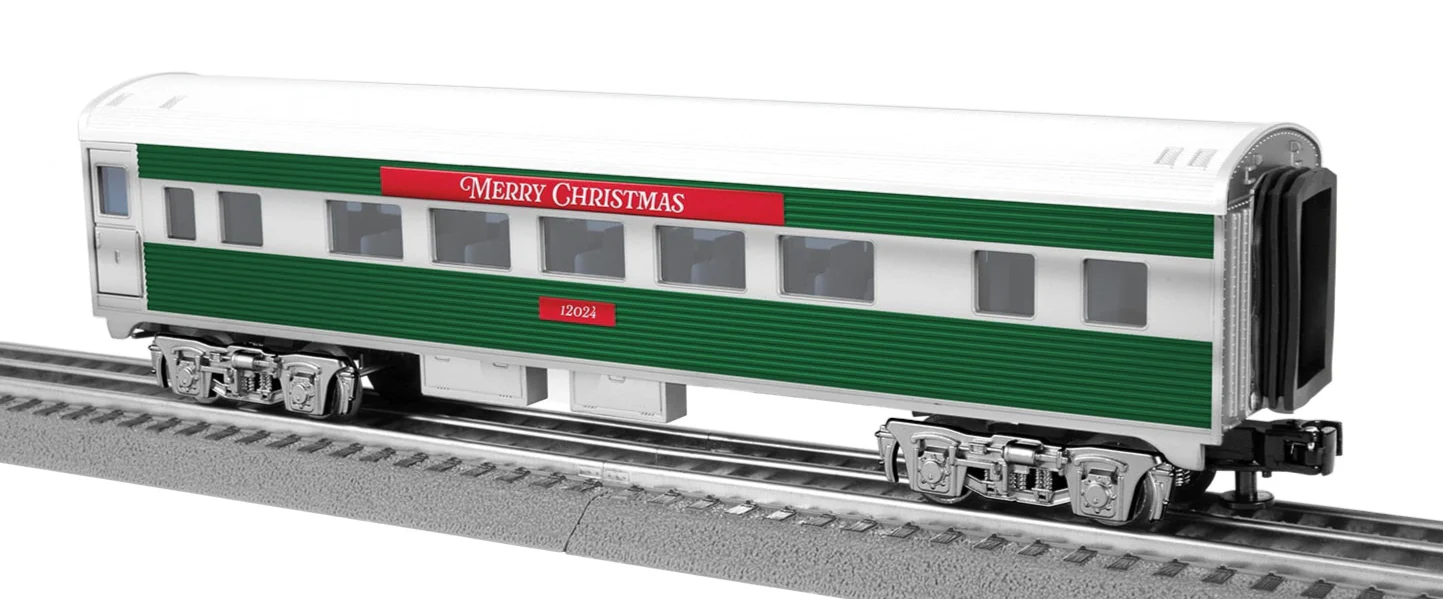 Lionel 2427880 Christmas Coach, 2427890 Christmas Coach 2427900 Christmas Observation 2427910 Christmas Baggage Car AND 2427920 Christmas Vista Dome Car Limited O Scale NEW - Image 3