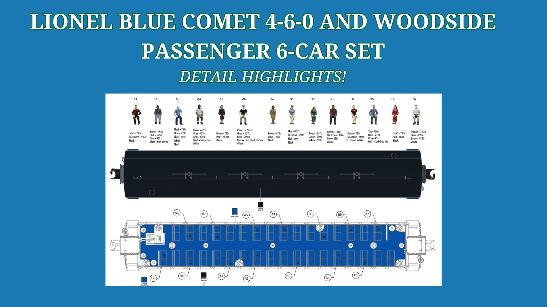 Brady's Train Outlet Custom Run Lionel 2431950 Legacy Central New Jersey Blue Comet 4-6-0 #168 with 6 Woodside Passenger Cars O Scale Limited - Image 37