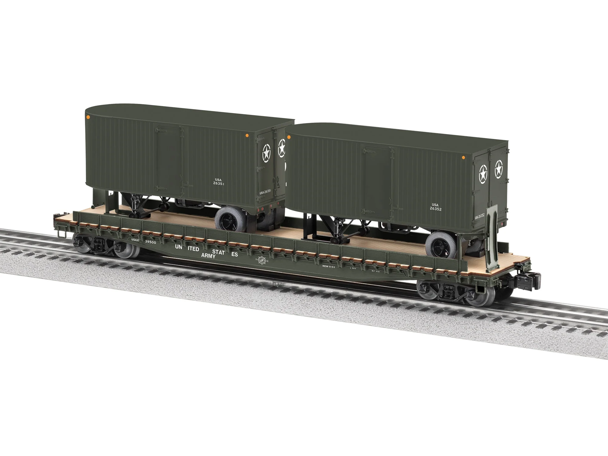 Lionel 2526350 US ARMY TOFC # W/2 TRAILERS #39500 O SCALE LIMITED NEW