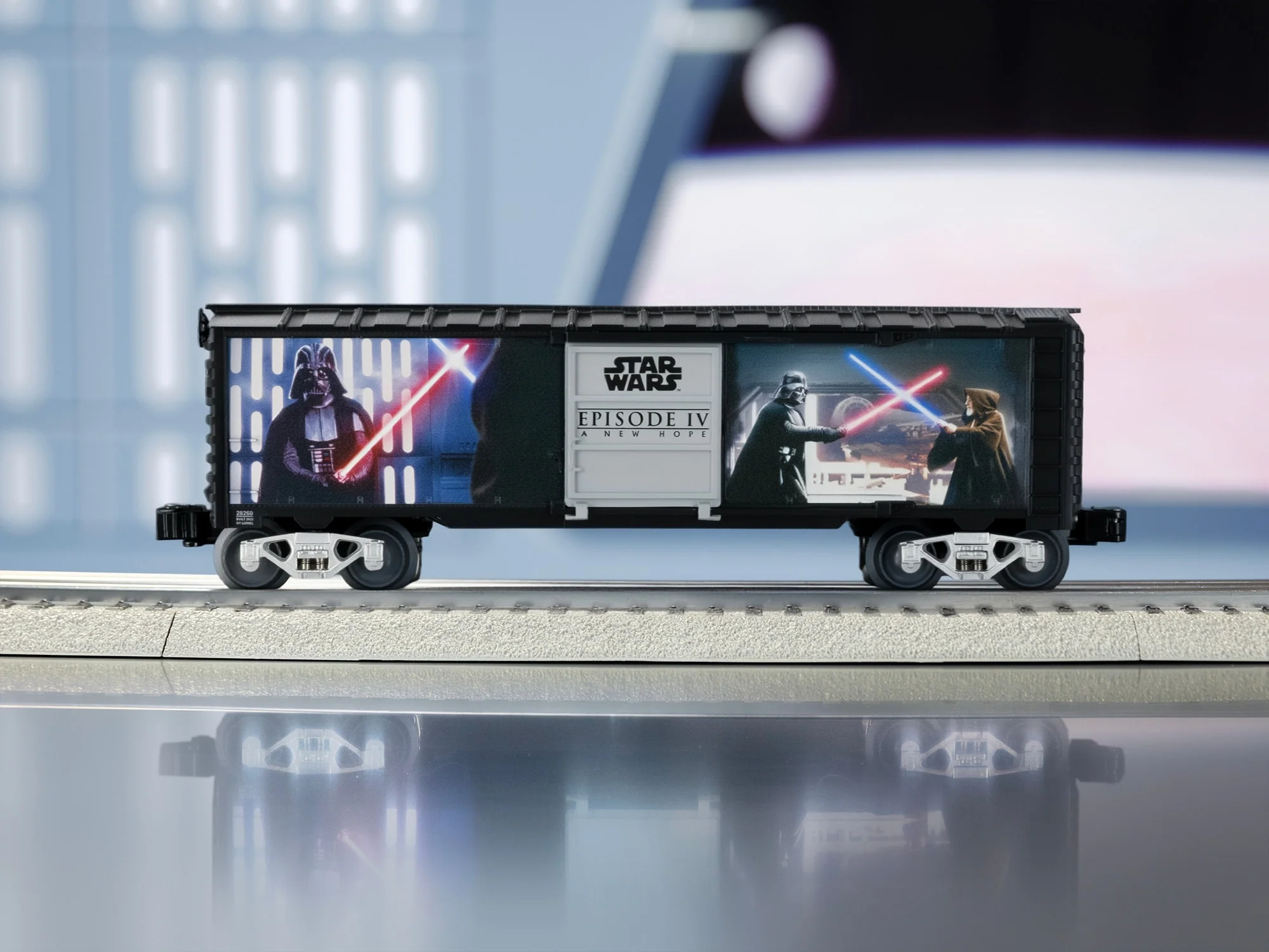 Lionel 2528260 STAR WARS Lightsaber Series Illuminated Boxcar LIMITED- Darth Vader v. Obi-Wan Kenobi O SCALE NEW - Image 4