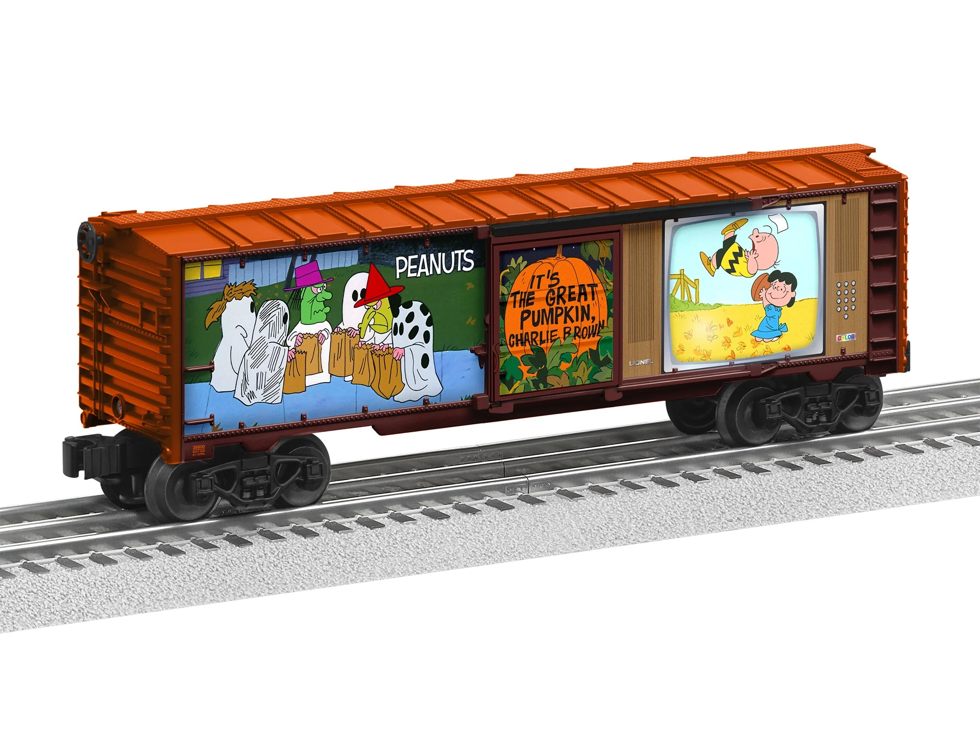 Lionel 2528800 PEANUTS "It's The Great Pumpkin Charlie Brown" Illuminated TV Boxcar Halloween limited O SCALE NEW - Image 2