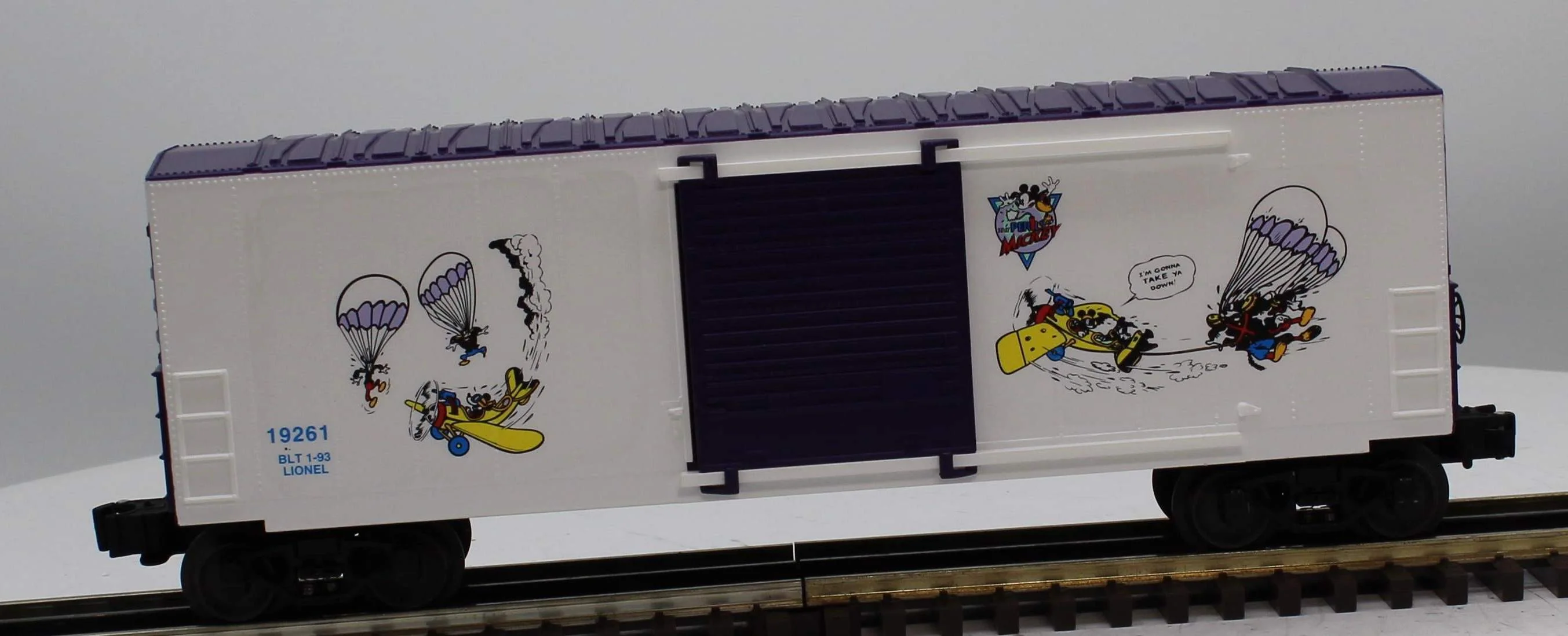 Lionel 6-19261 DISNEY Perils of Mickey Hi-Cube Boxcar O Scale Used Damaged Box
