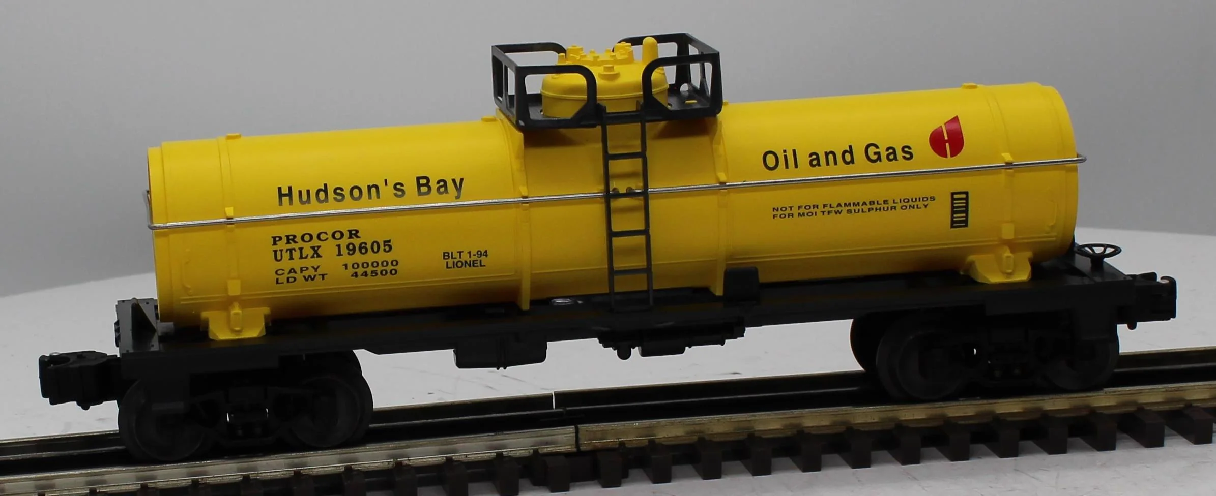 Lionel 6-19605 HUDSON BAY Tank Car O Scale Like New