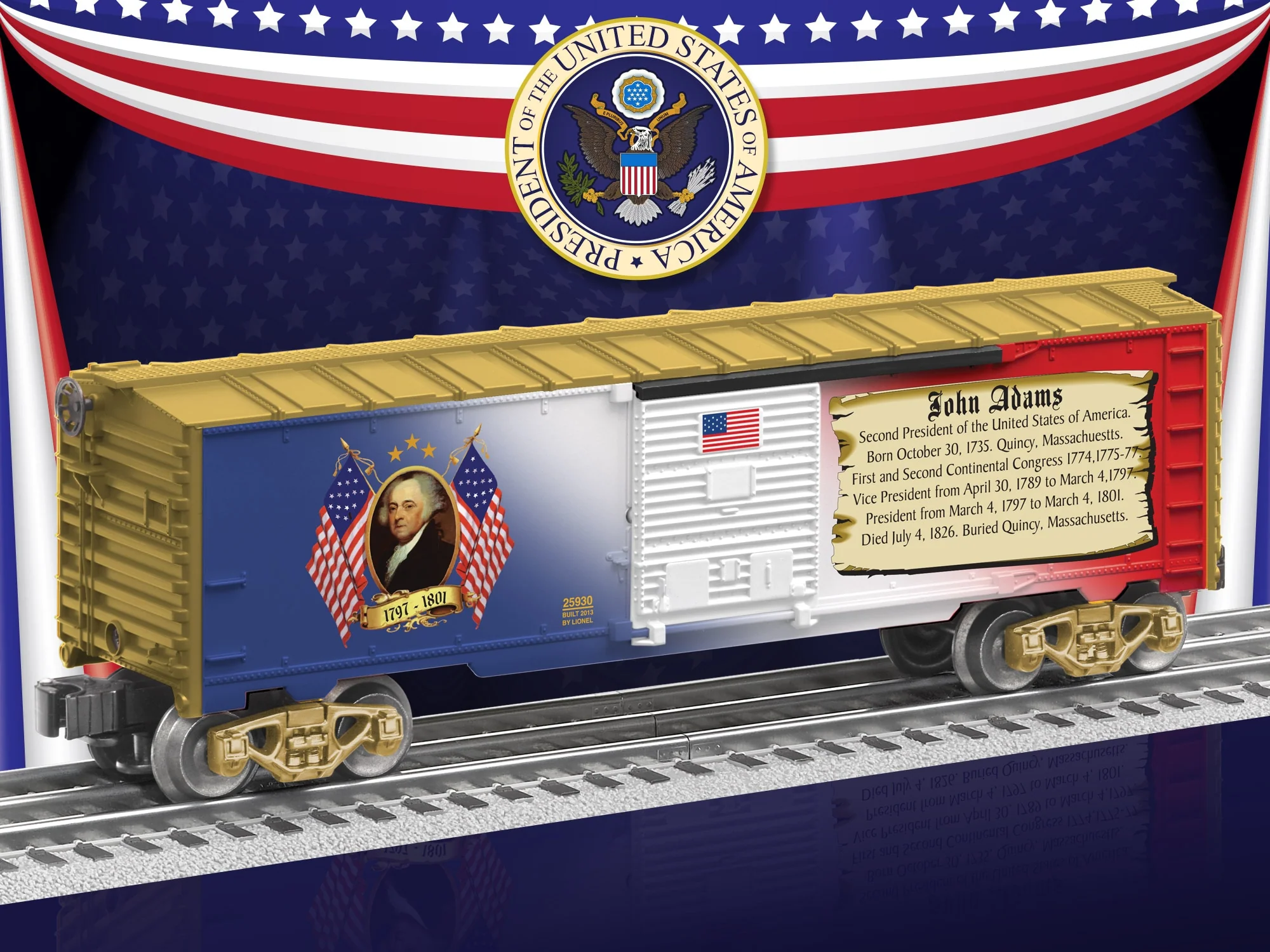 Lionel 6-25930 JOHN ADAMS BOXCAR AB O SCALE NEW