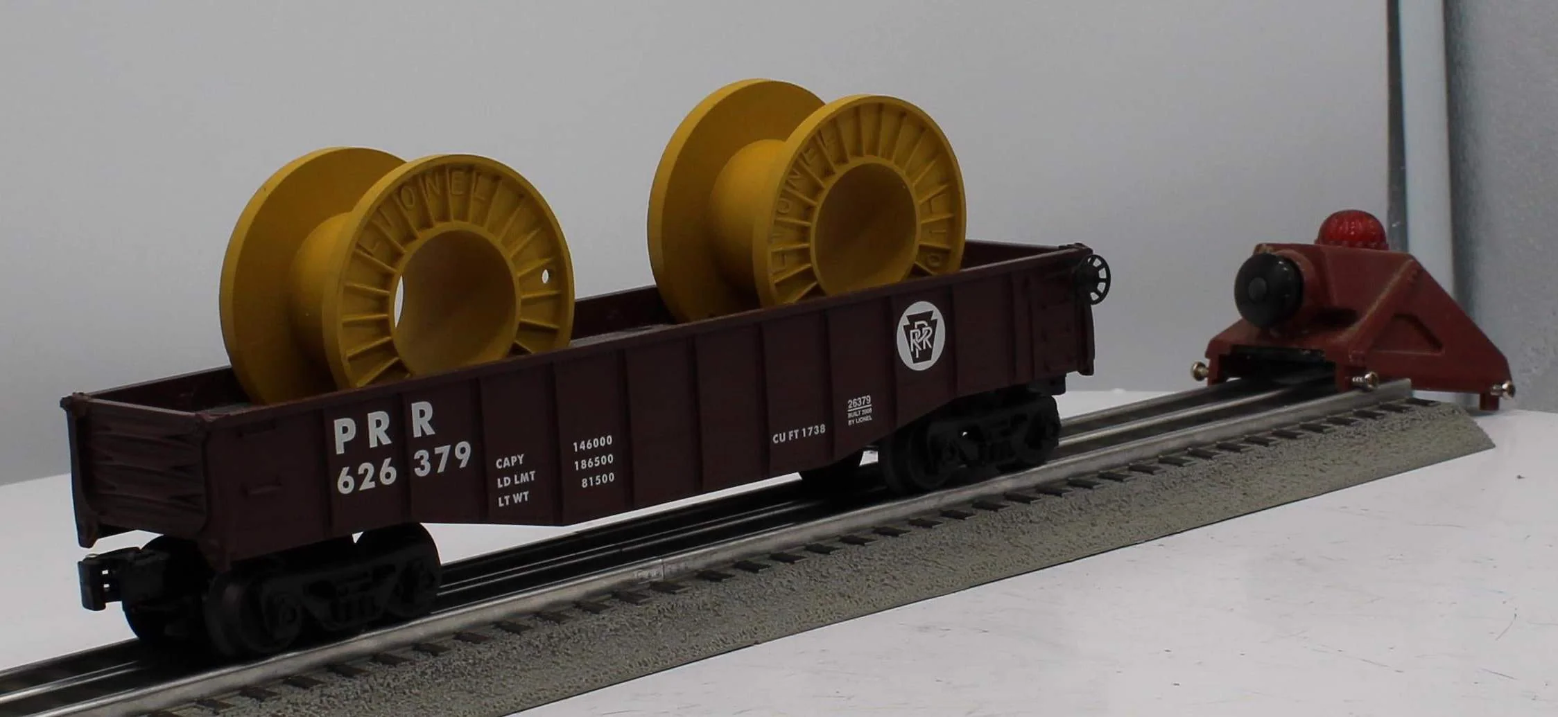 Lionel 6-26379 Pennsylvania PRR O27 Gondola w/Cable Reels O SCALE Like New - Image 3