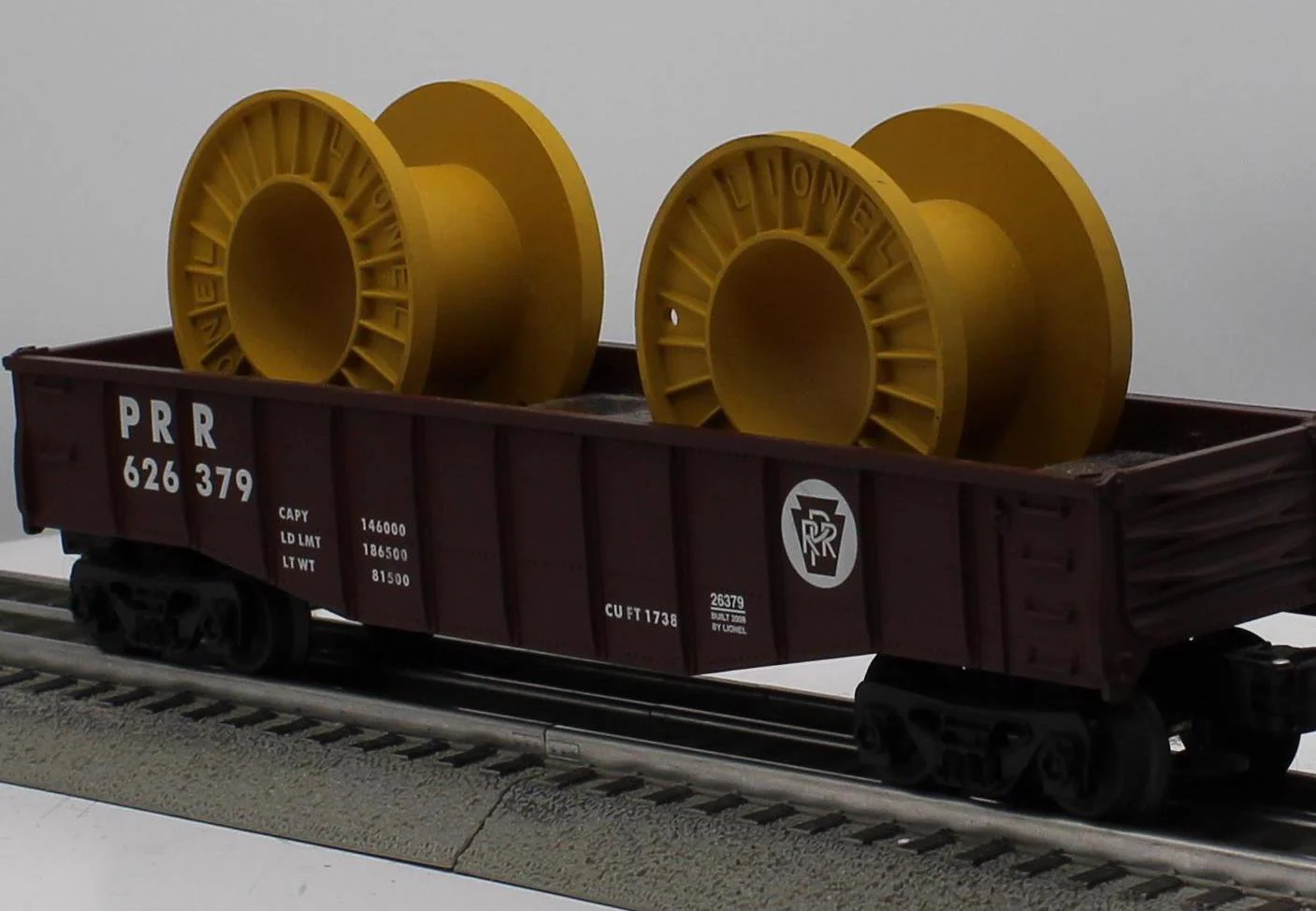 Lionel 6-26379 Pennsylvania PRR O27 Gondola w/Cable Reels O SCALE Like New - Image 4
