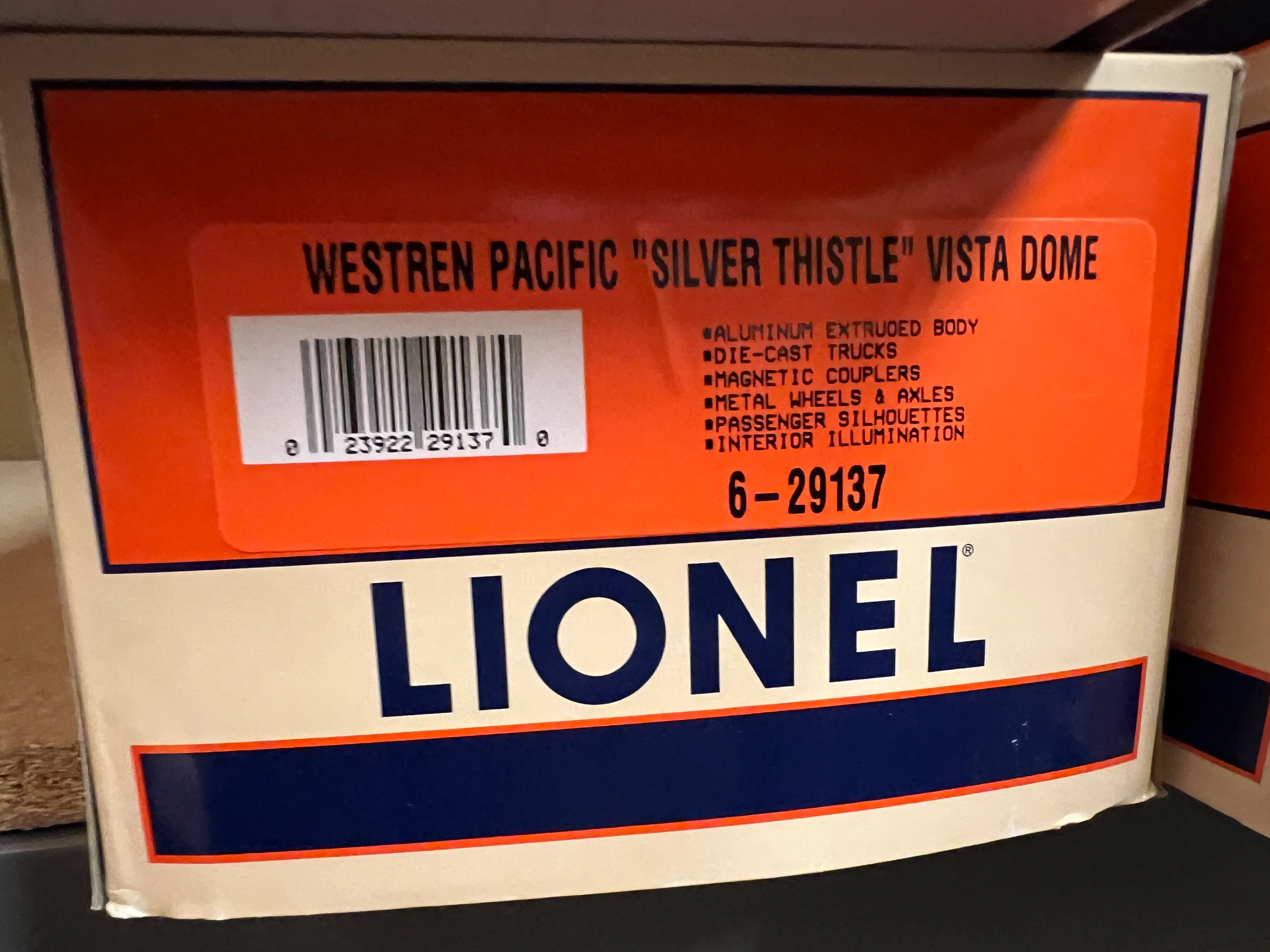 Lionel 6-29137 Western Pacific CALIFORNIA ZEPHYR Silver Thistle Vista Dome PASSENGER CAR O SCALE NEW - Image 2