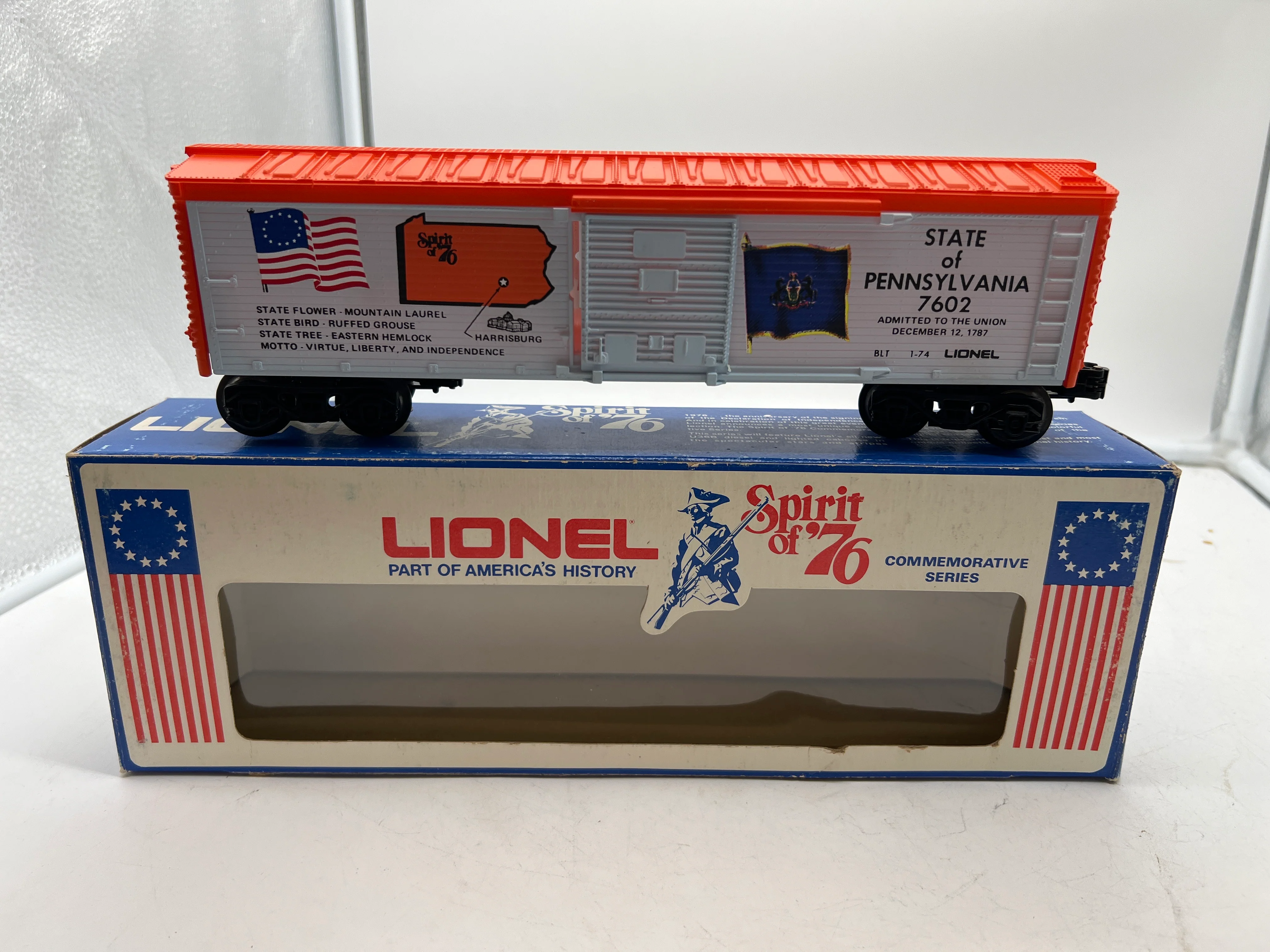 Lionel 6-7602 Pennsylvania Spirit of '76 40' boxcar #7602 O SCALE Like New
