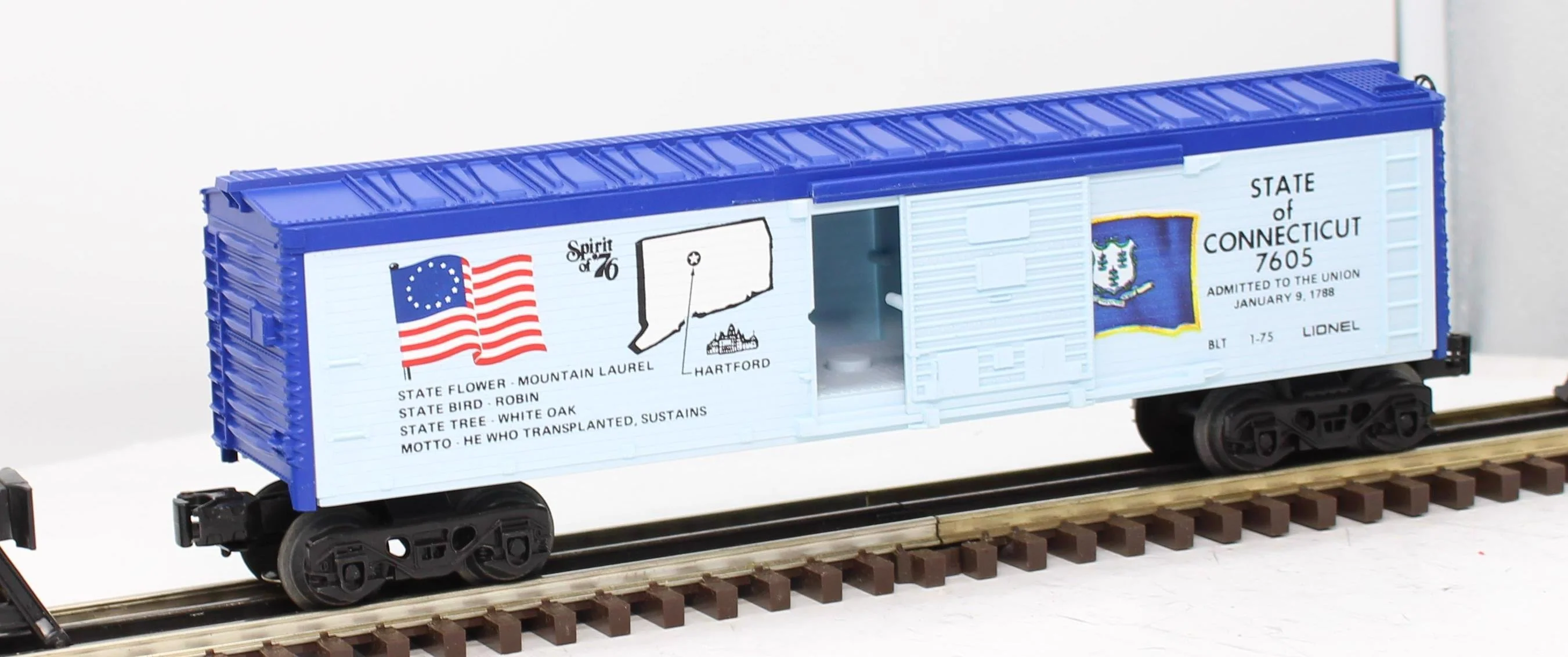 Lionel 6-7605 STATE OF CONNECTICUT Spirit of 76 Boxcar Mainline #7605 O Scale Like New